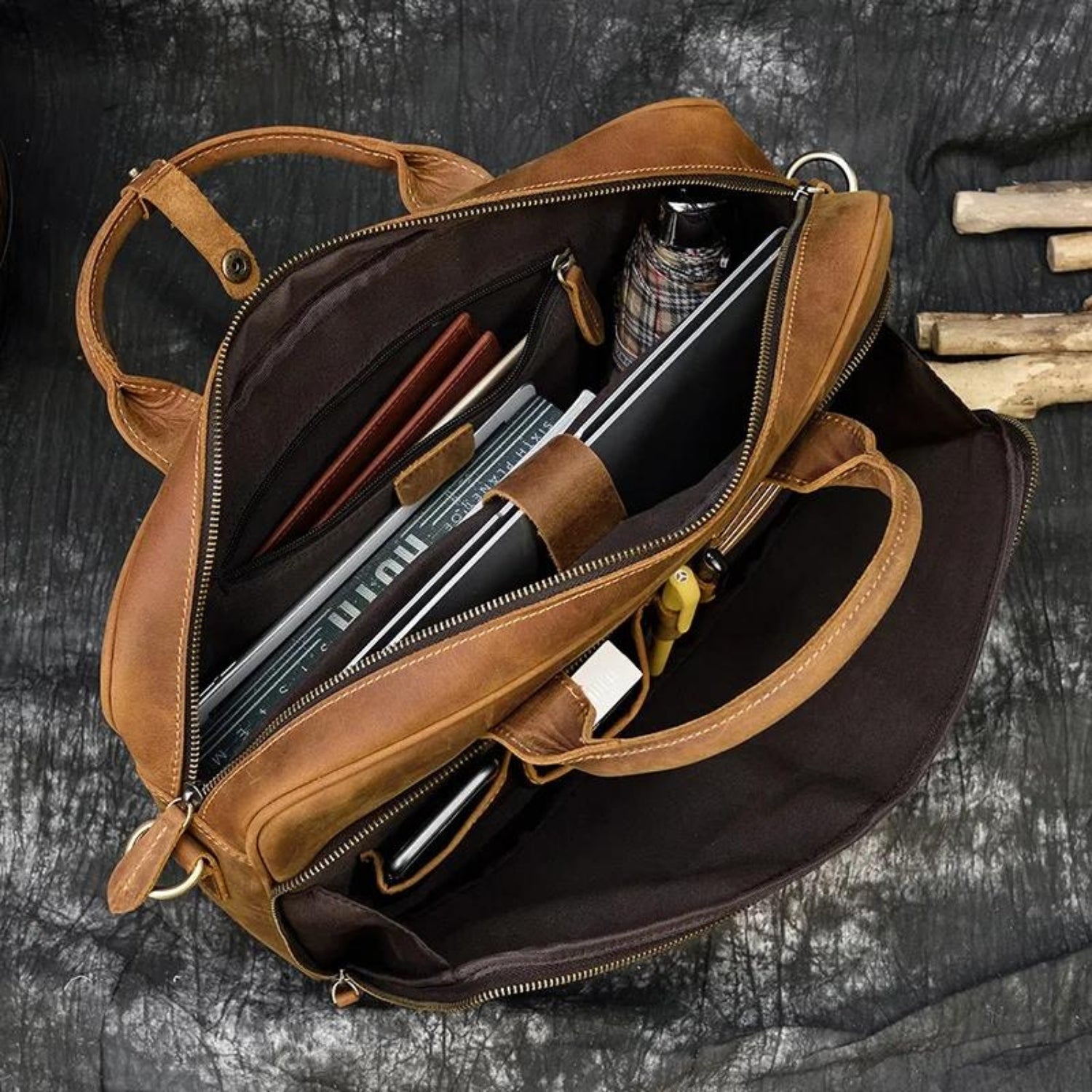 Classic Leather Laptop Briefcase - Professional and Versatile