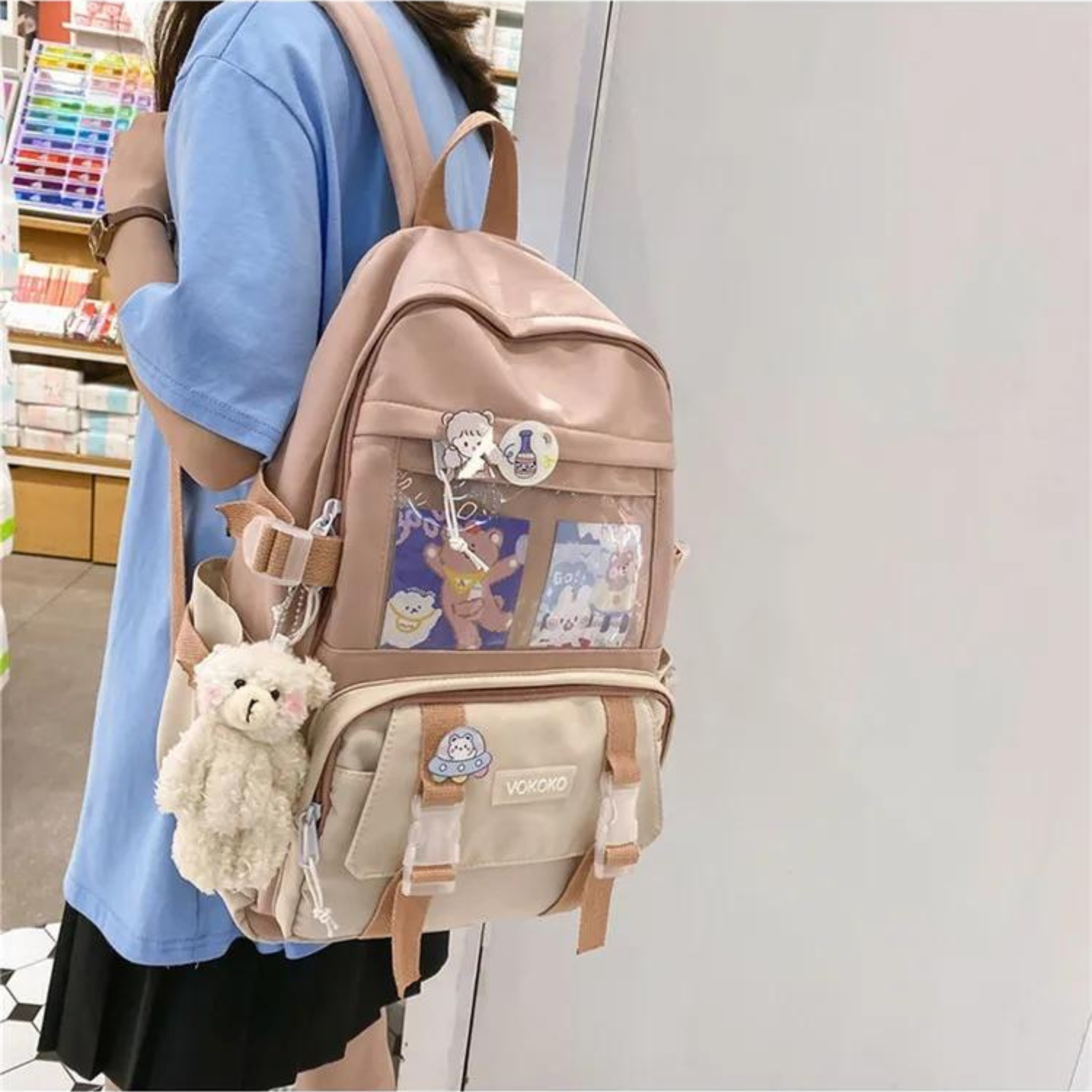 Trendy Kawaii Chic Backpack with Charms