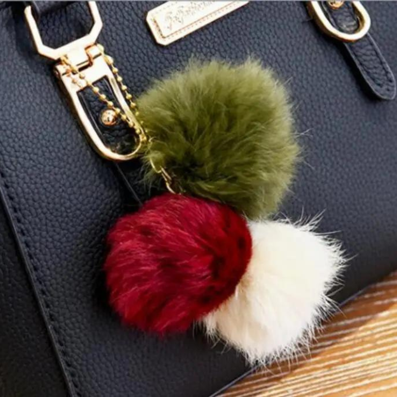 Elegant Wine-Red Tote with Pom-Pom Charm