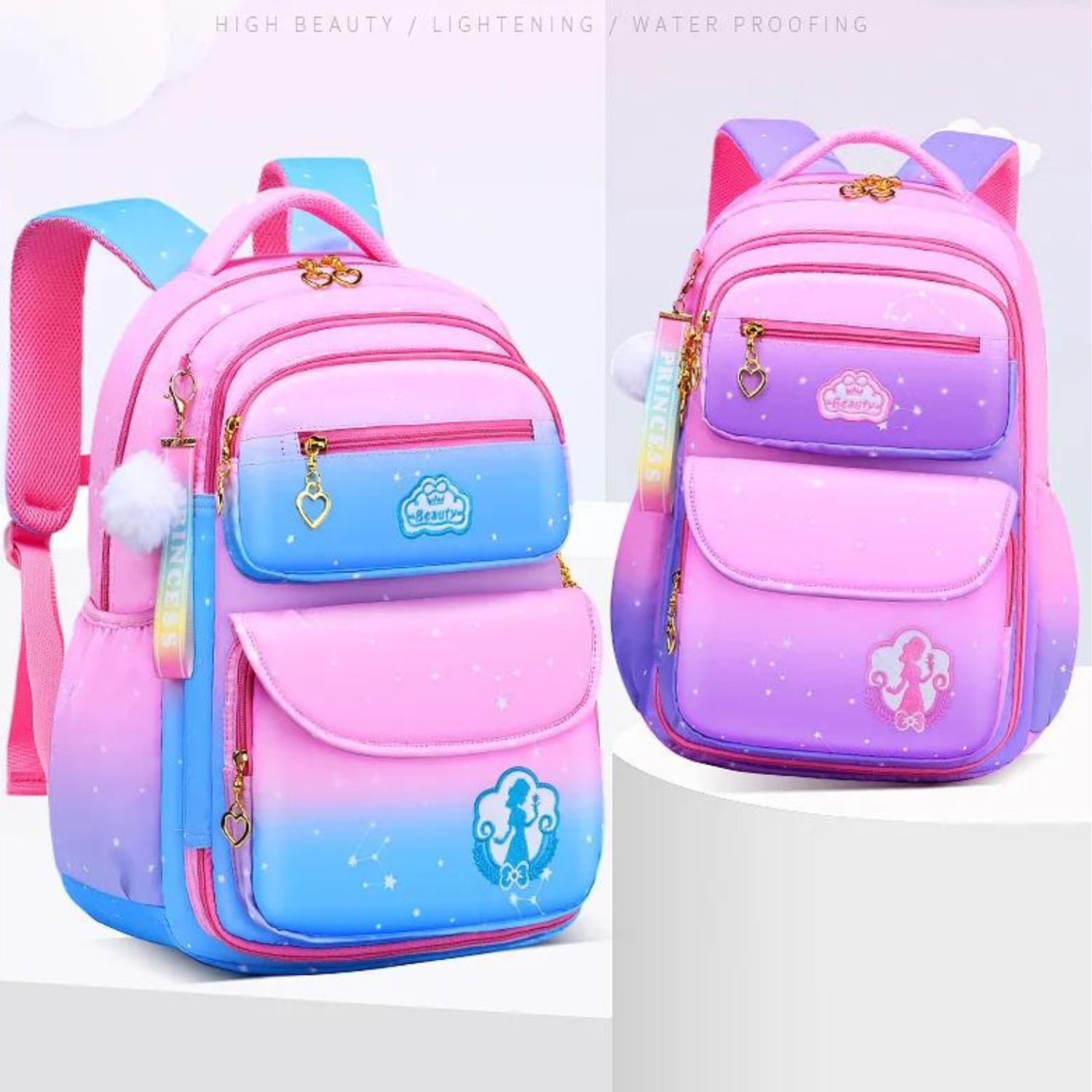 Enchanted Sky School Backpack Set - Magical Pink Gradient