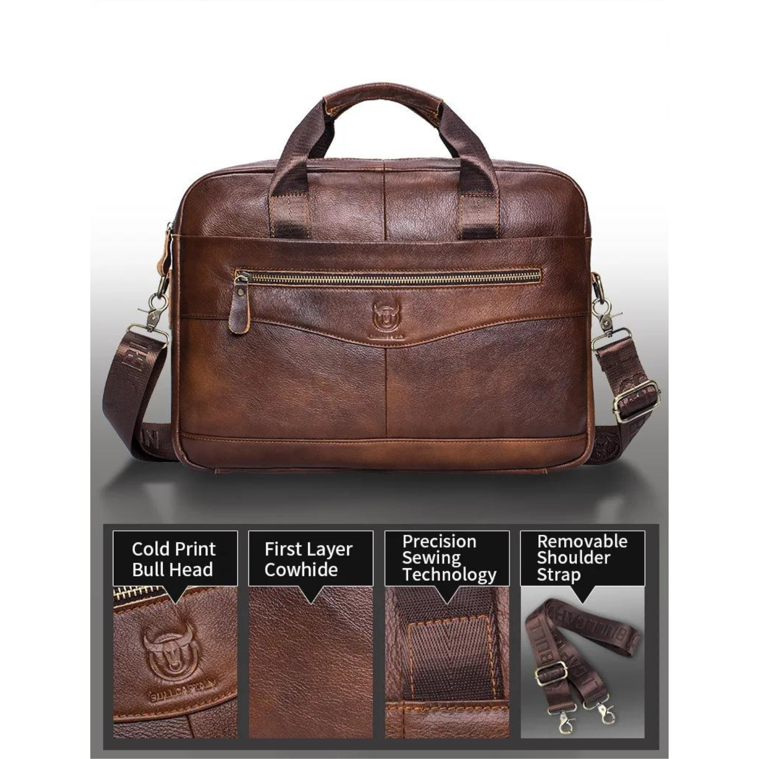 Bullcaptain Genuine Leather Executive Briefcase