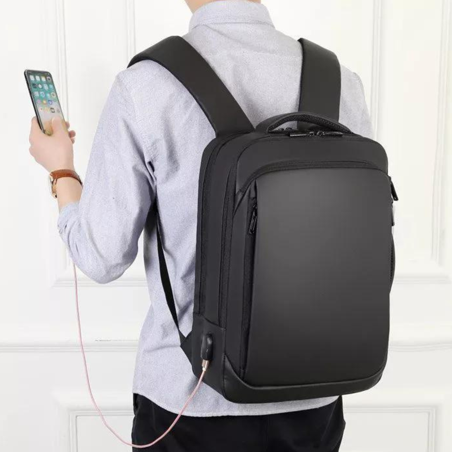 Sleek Business Backpack with USB Charging Port