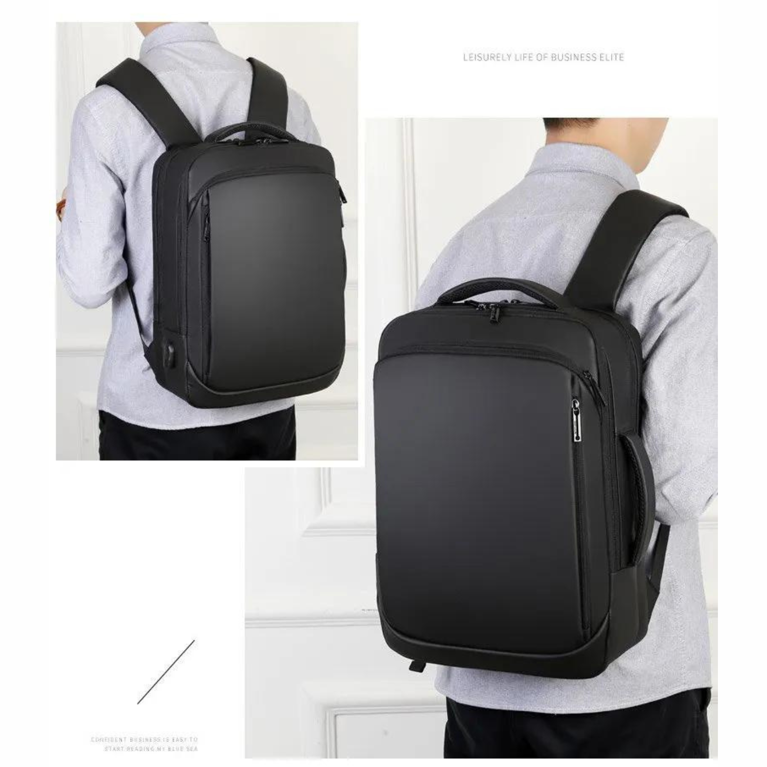 Sleek Business Backpack with USB Charging Port