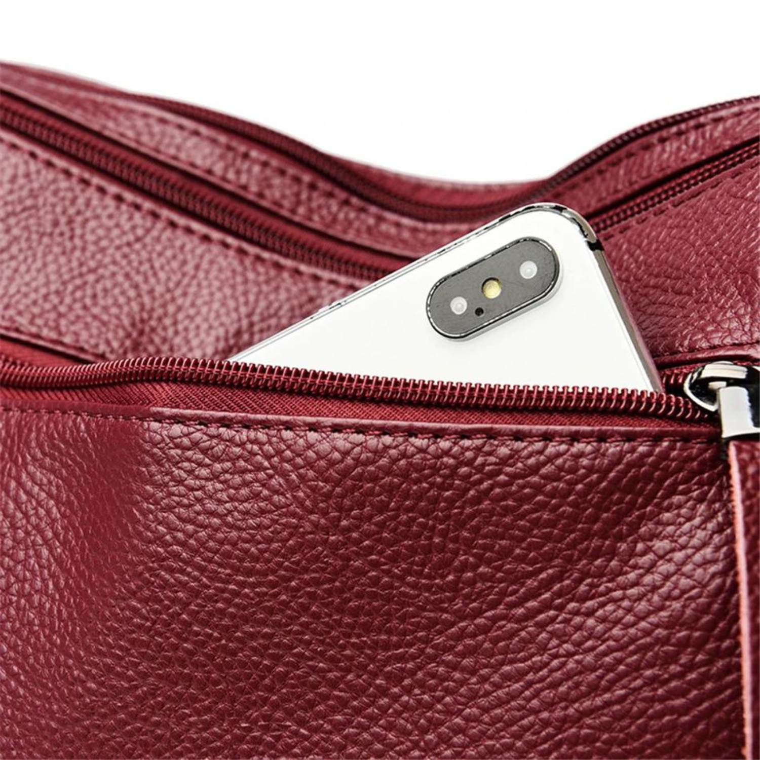 Luxurious Maroon Leather Crossbody Bag