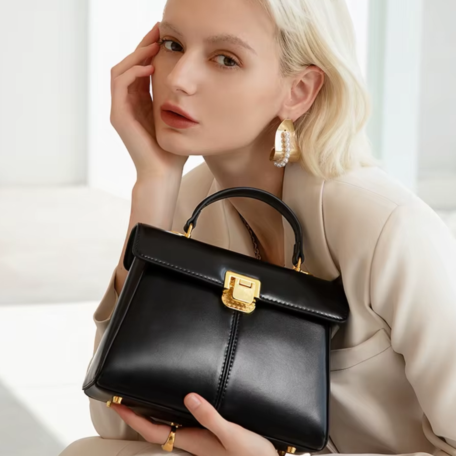 Luxuriöse Damenhandtasche aus Leder – Elegante Schulter- und Tragetasche