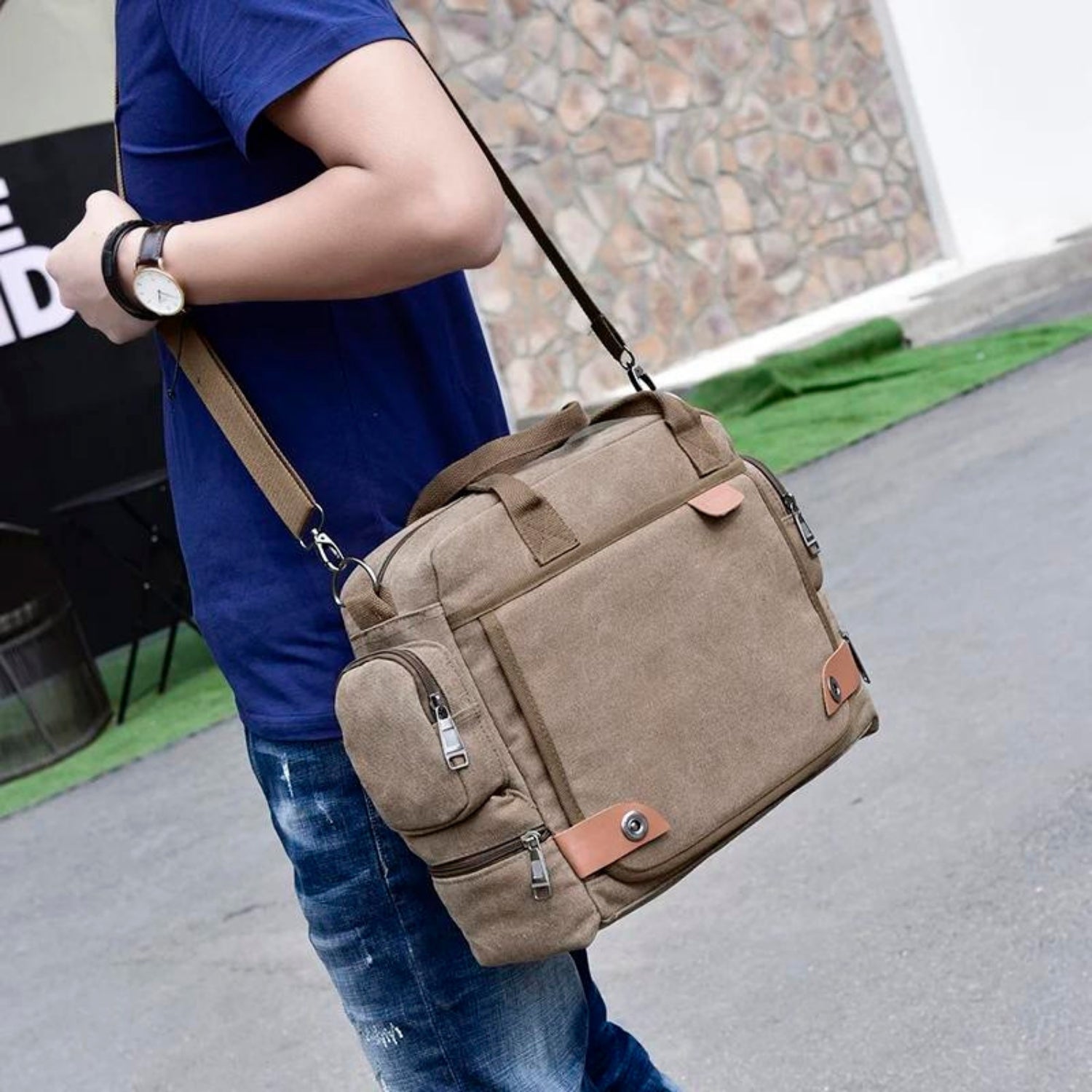 Urban-Style Canvas Satchel Shoulder Bag