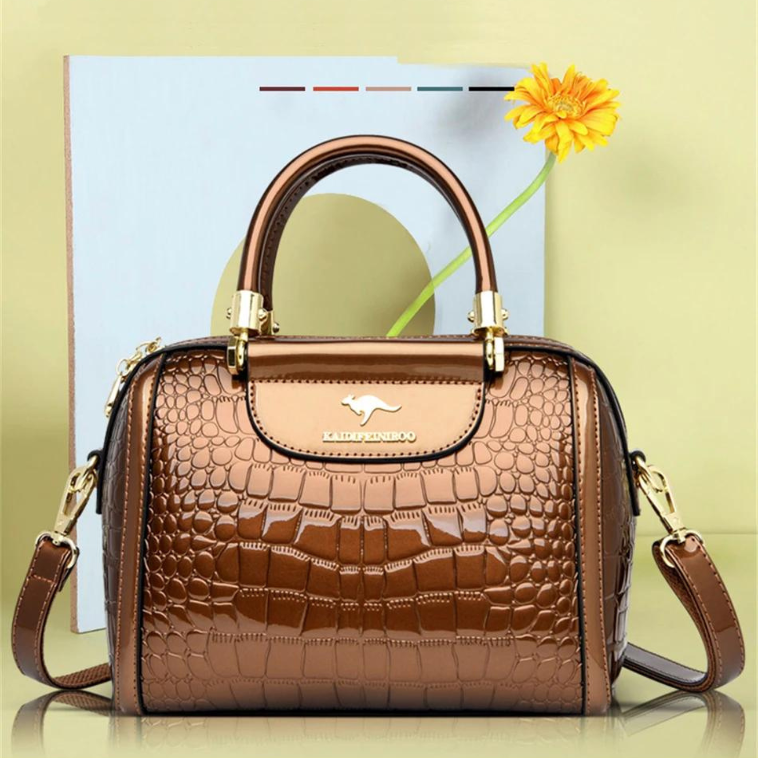 Vintage Luxe Croc-Embossed Handbag