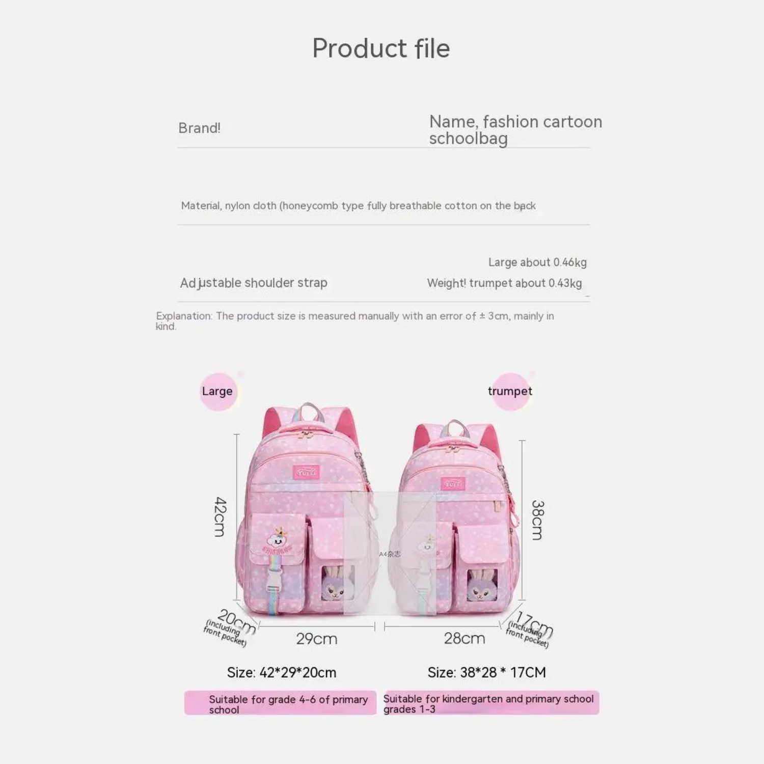 Playful Pink Orthopedic Schoolbag - Cute and Comfortable