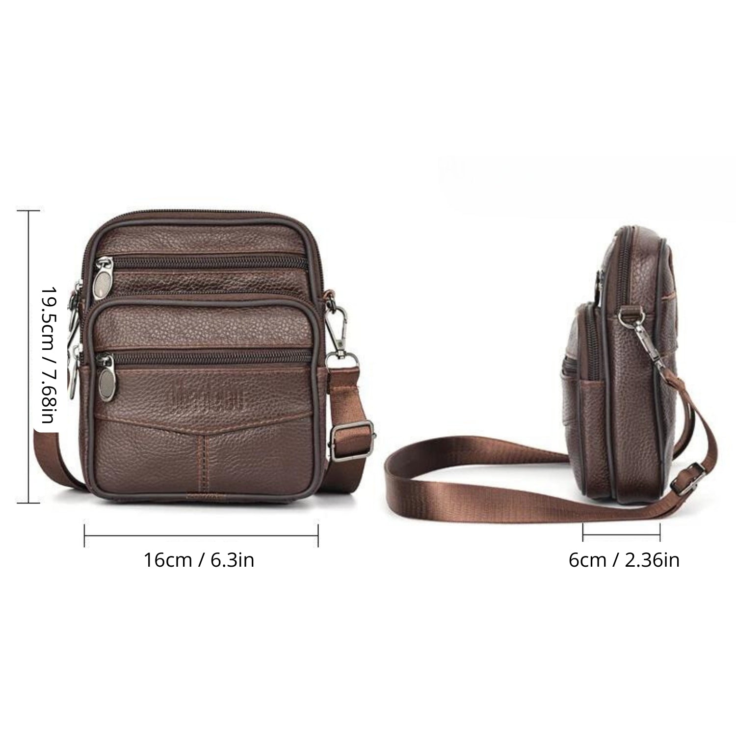 Compact Genuine Leather Vertical Crossbody Bag