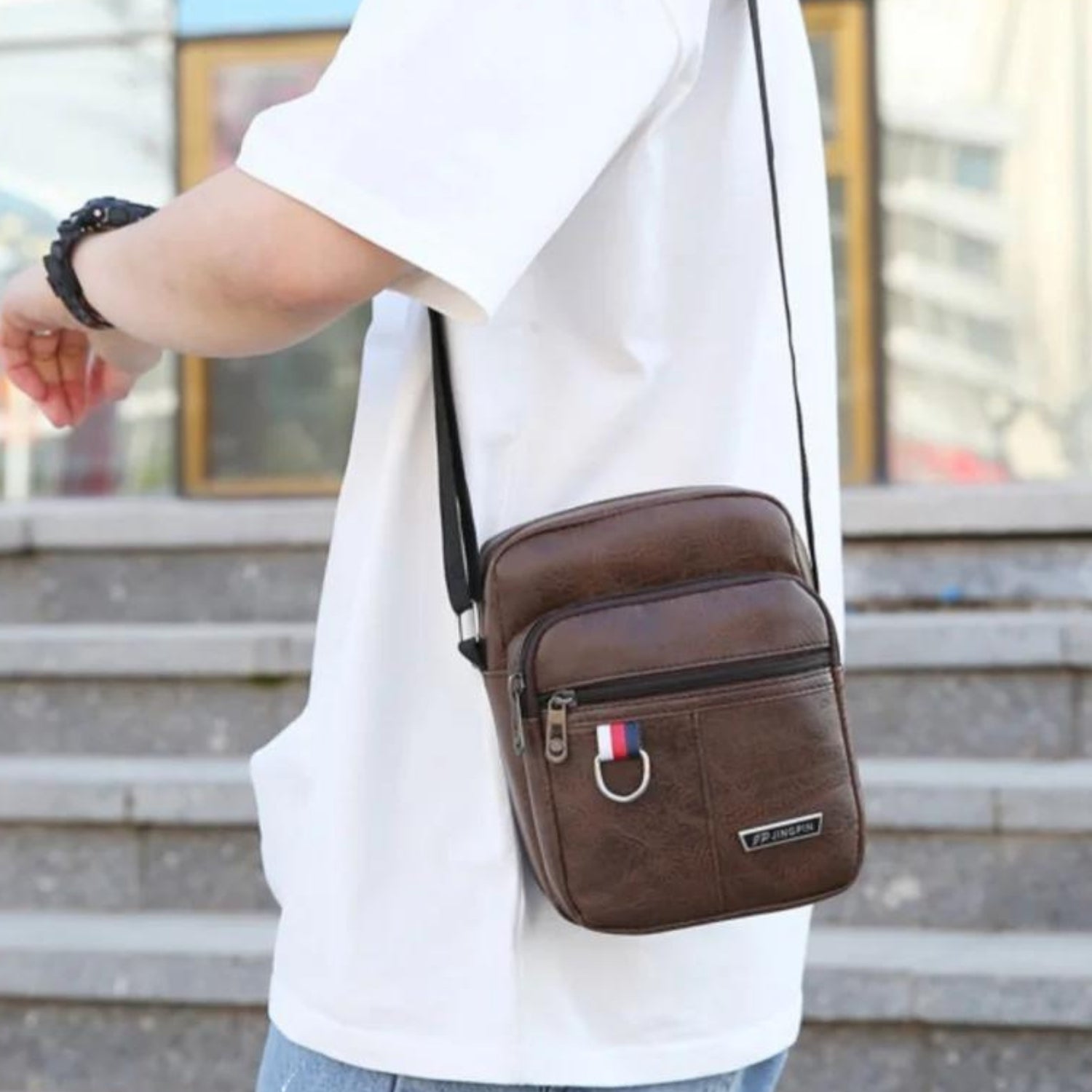 Vintage-Style PU Leather Crossbody Travel Sling Bag