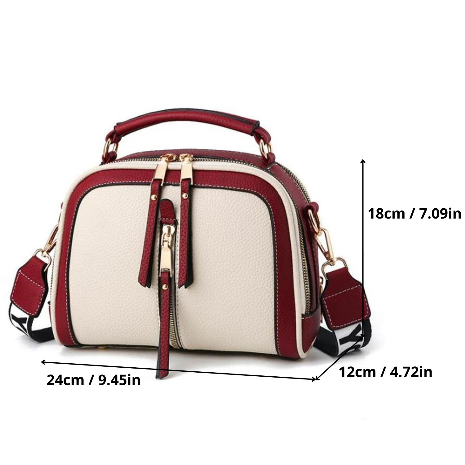 Retro Chic Contrast Crossbody Bag with Statement Strap
