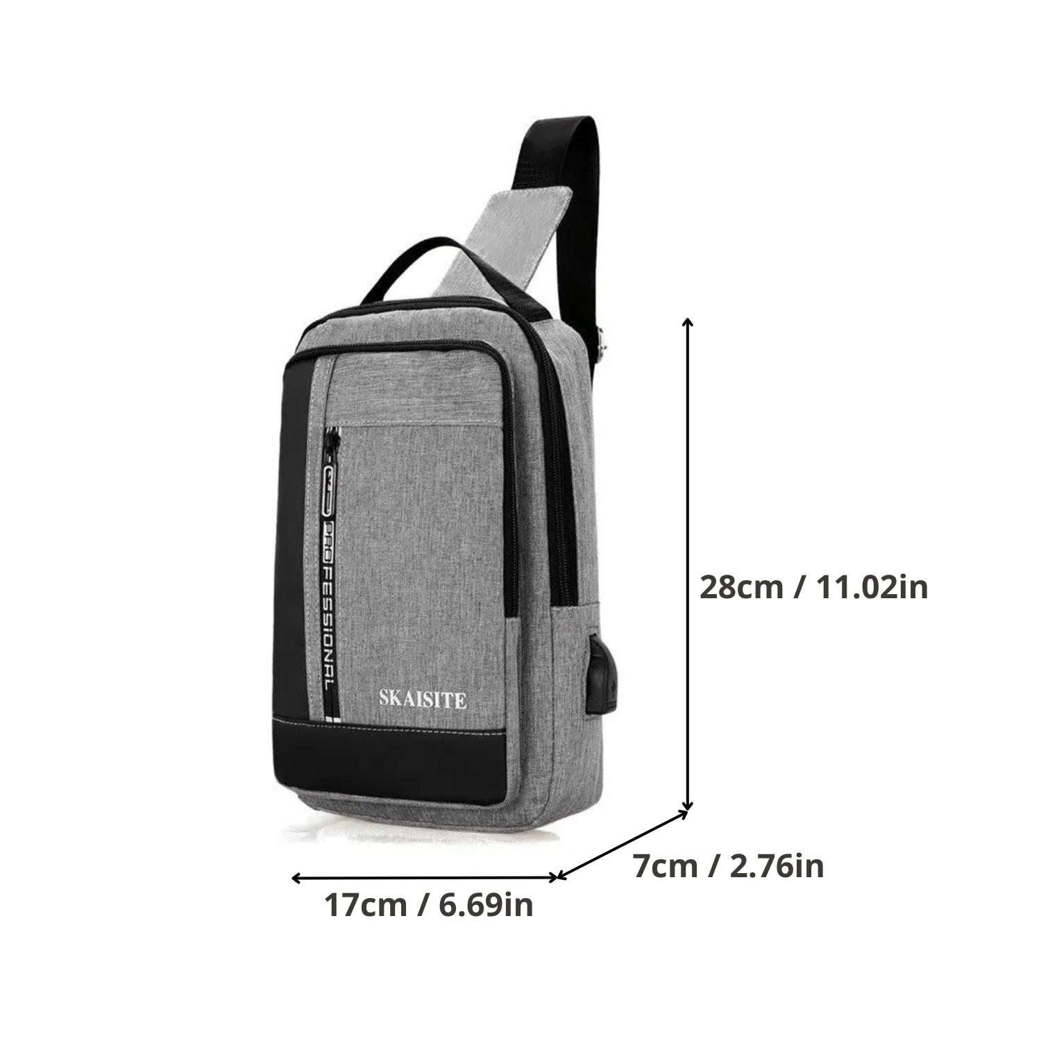 Sleek Urban Chest Bag with USB Charging Port