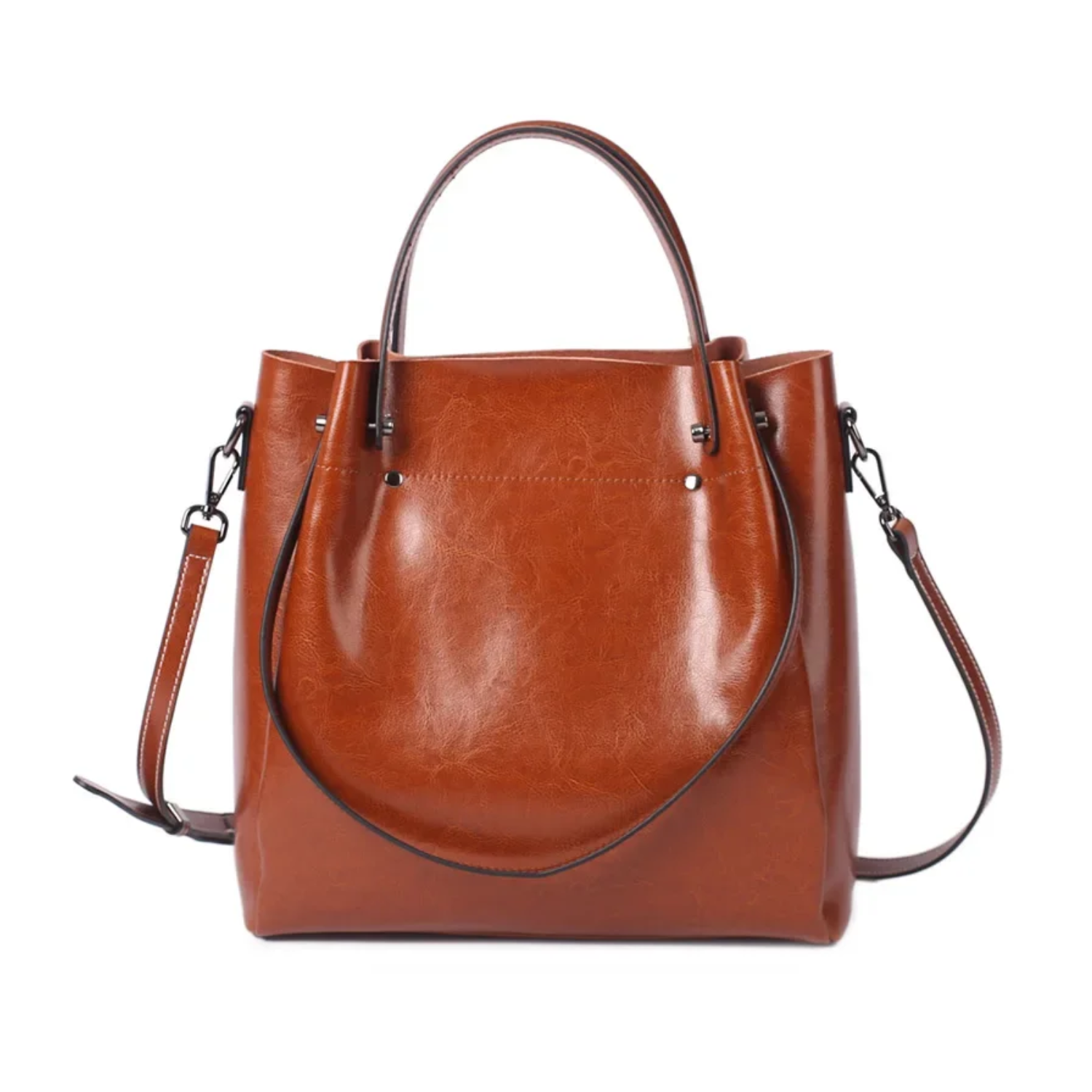 Cowhide Leather Tote Bag – Vintage Large Capacity Shoulder Bag