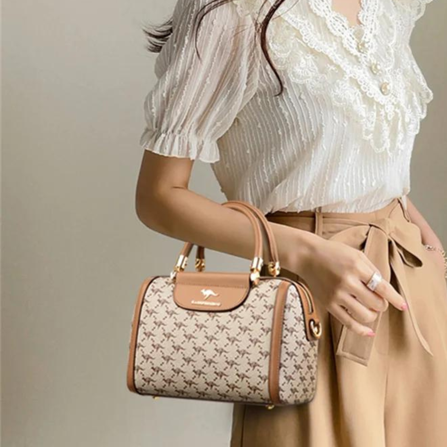 Elegant Monogrammed Leather Messenger Tote