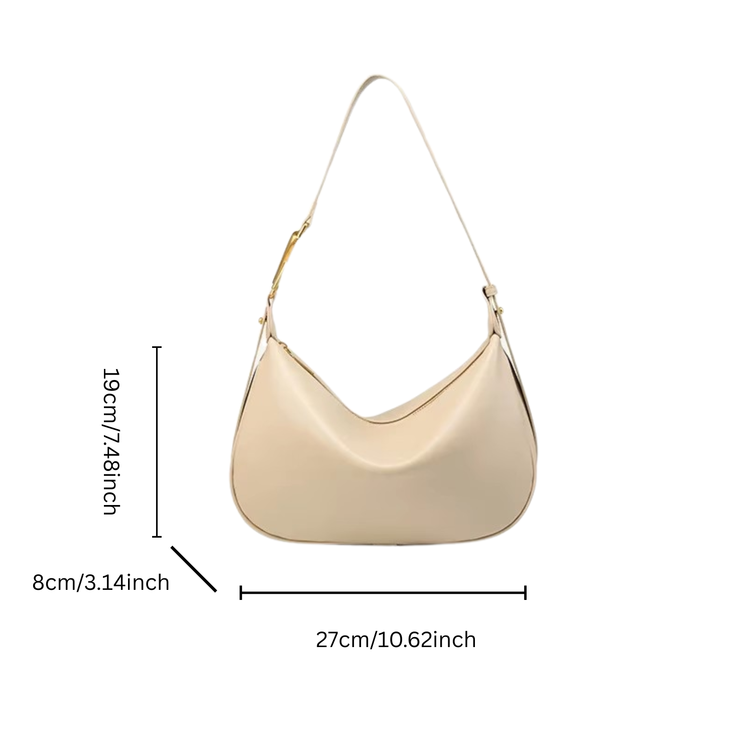 Genuine Leather Crescent Shoulder Bag – Soft Cowhide Hobo Handbag