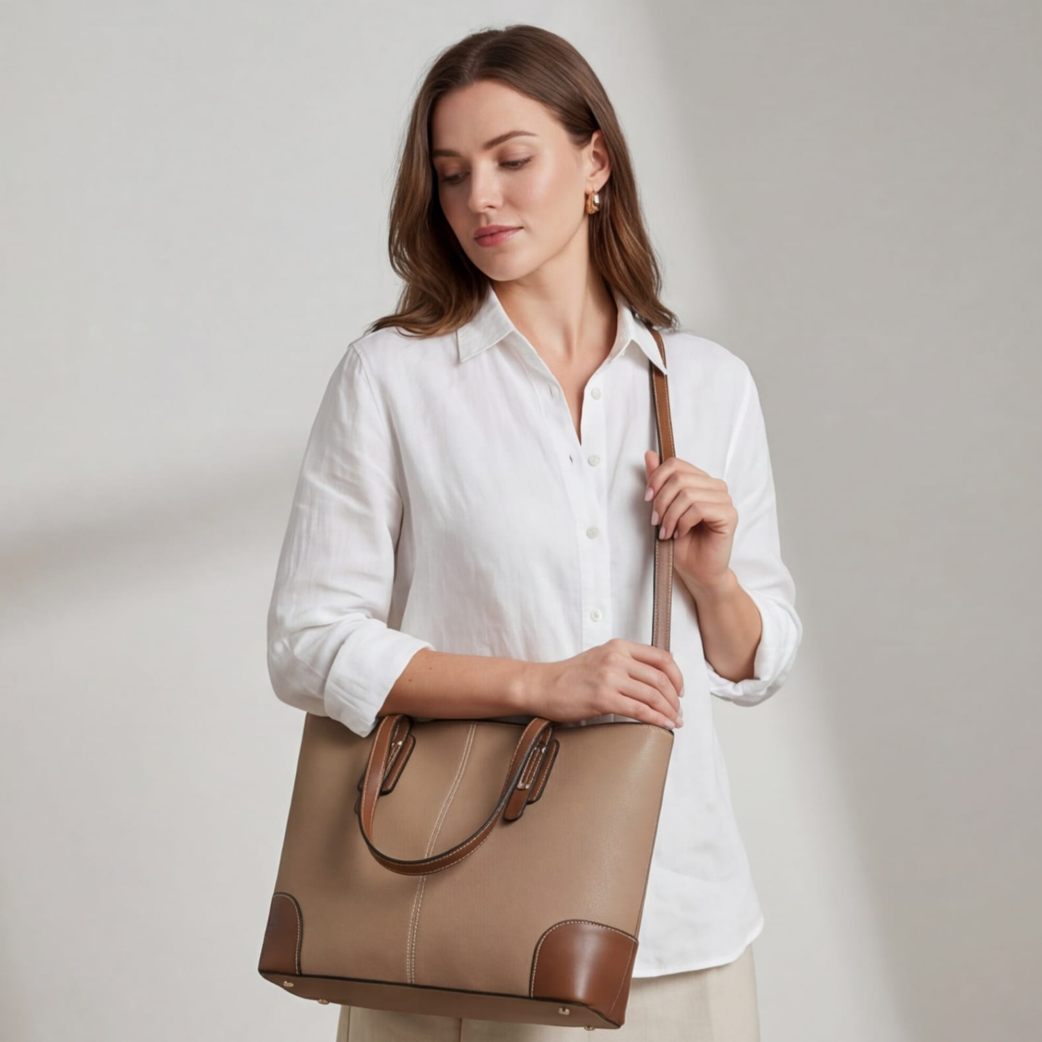 Genuine Leather Tote Bag – Large Capacity Shoulder Shopper