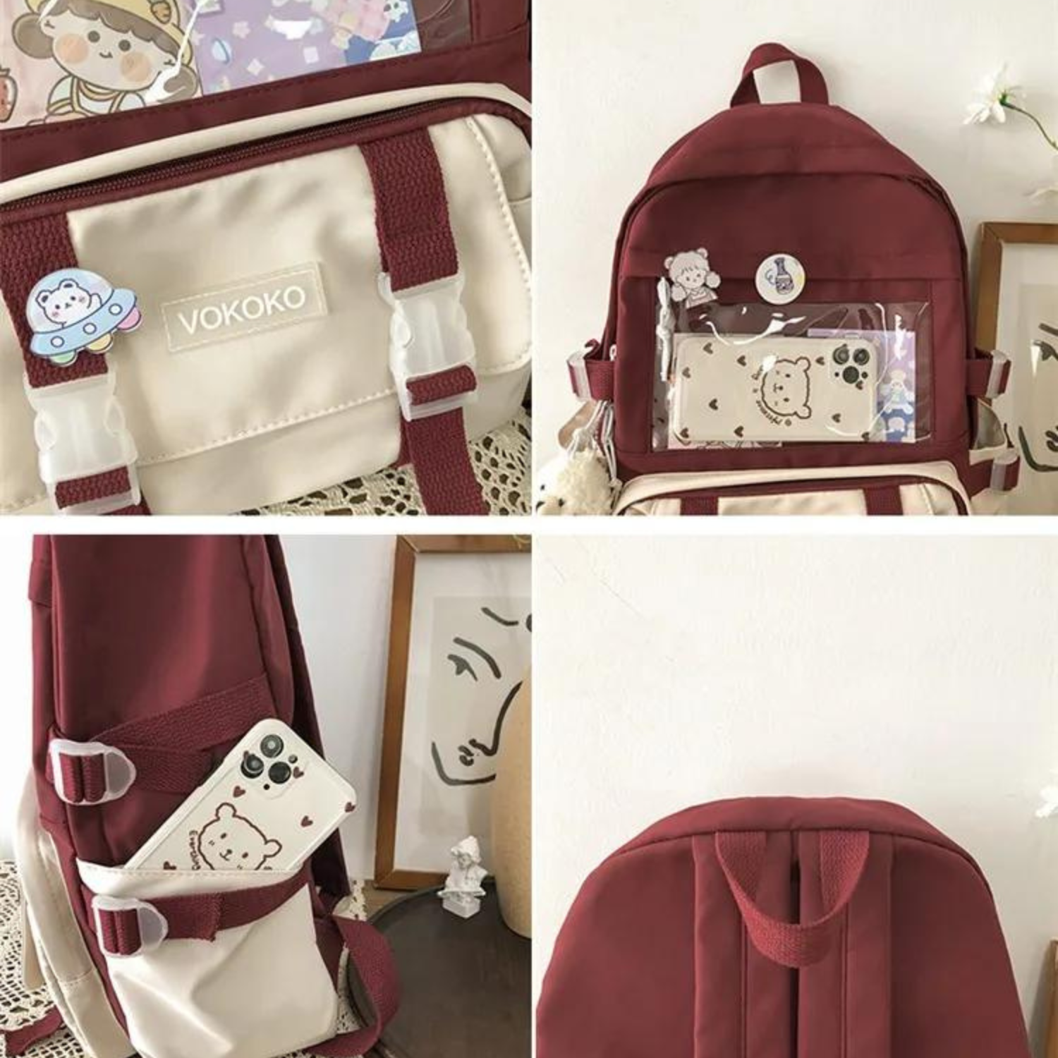 Trendy Kawaii Chic Backpack with Charms