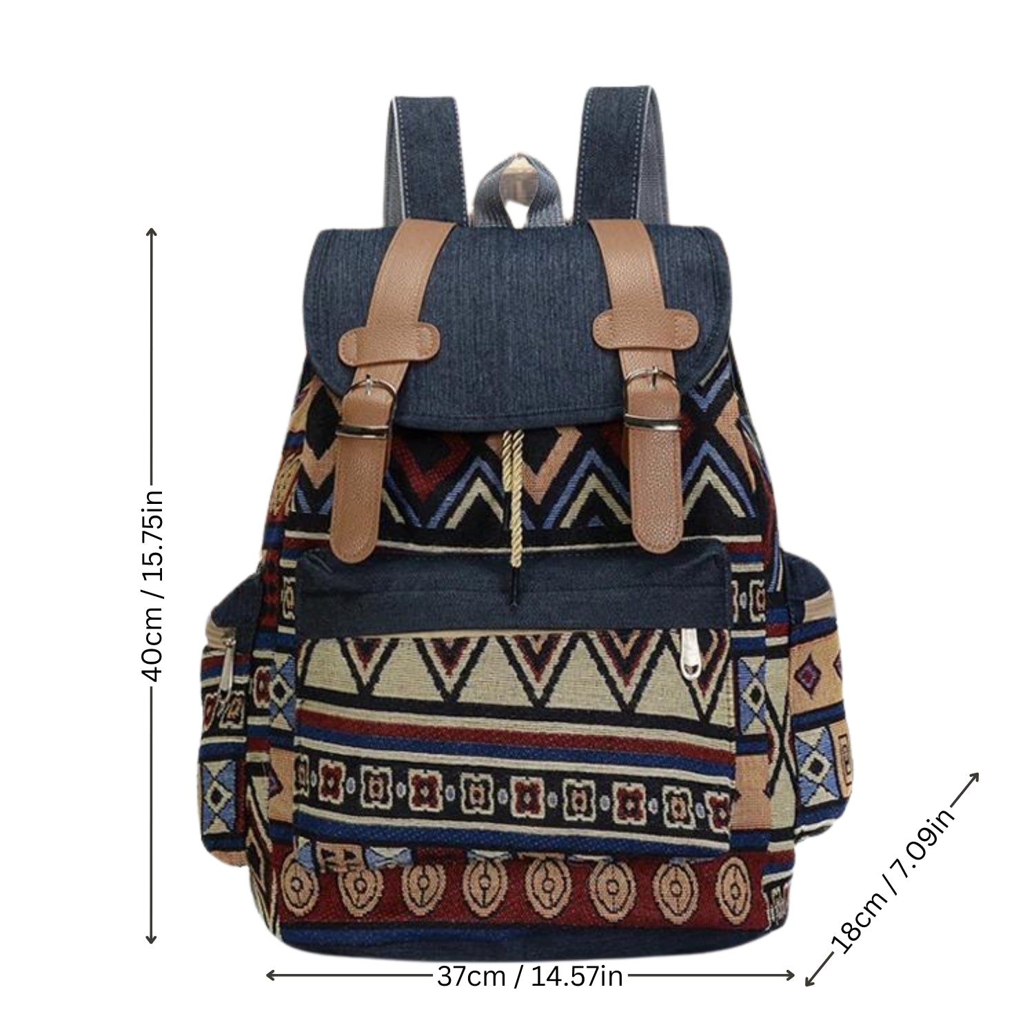 Bohemian Aztec-Inspired Canvas Backpack