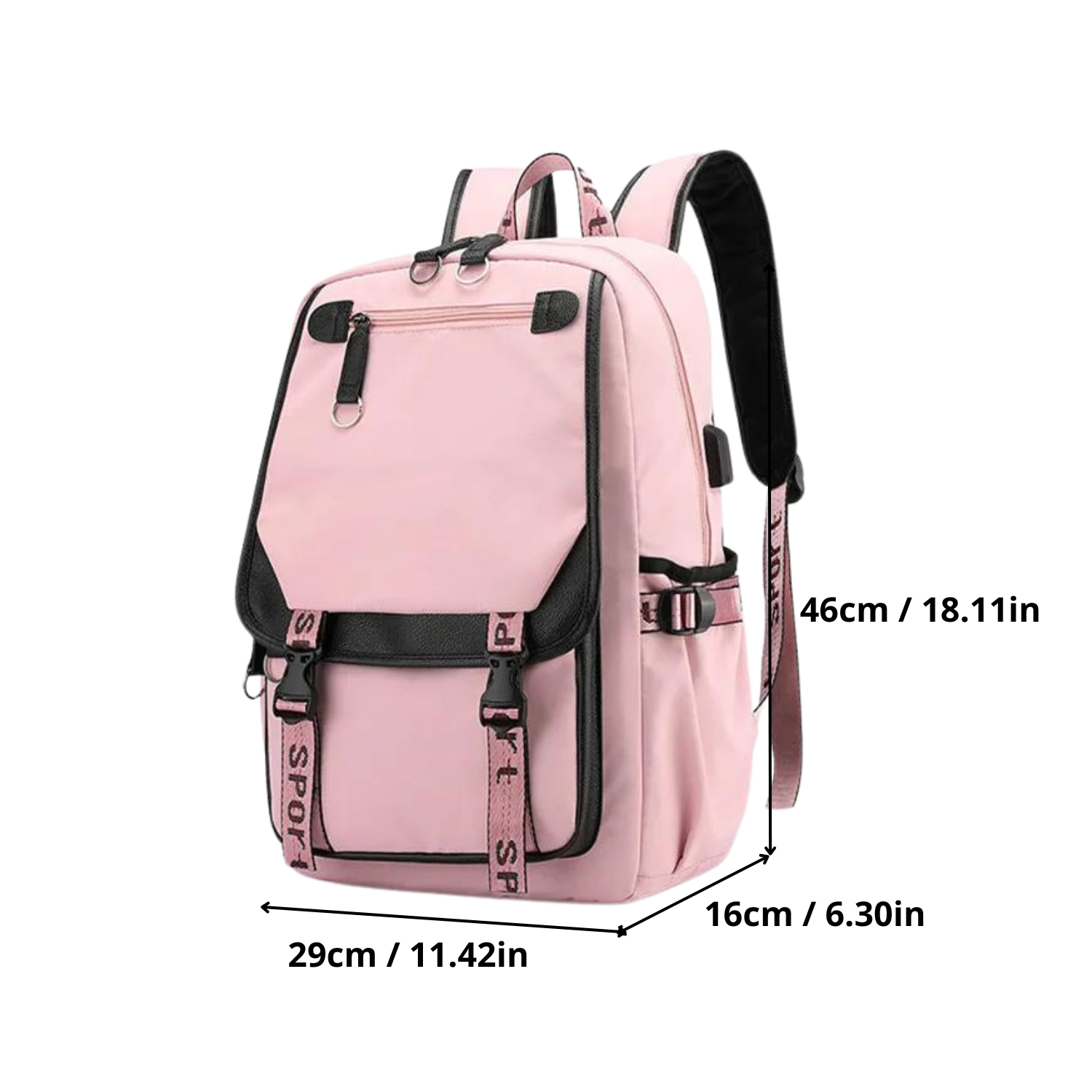 Trendy Teen School Backpack with USB Port