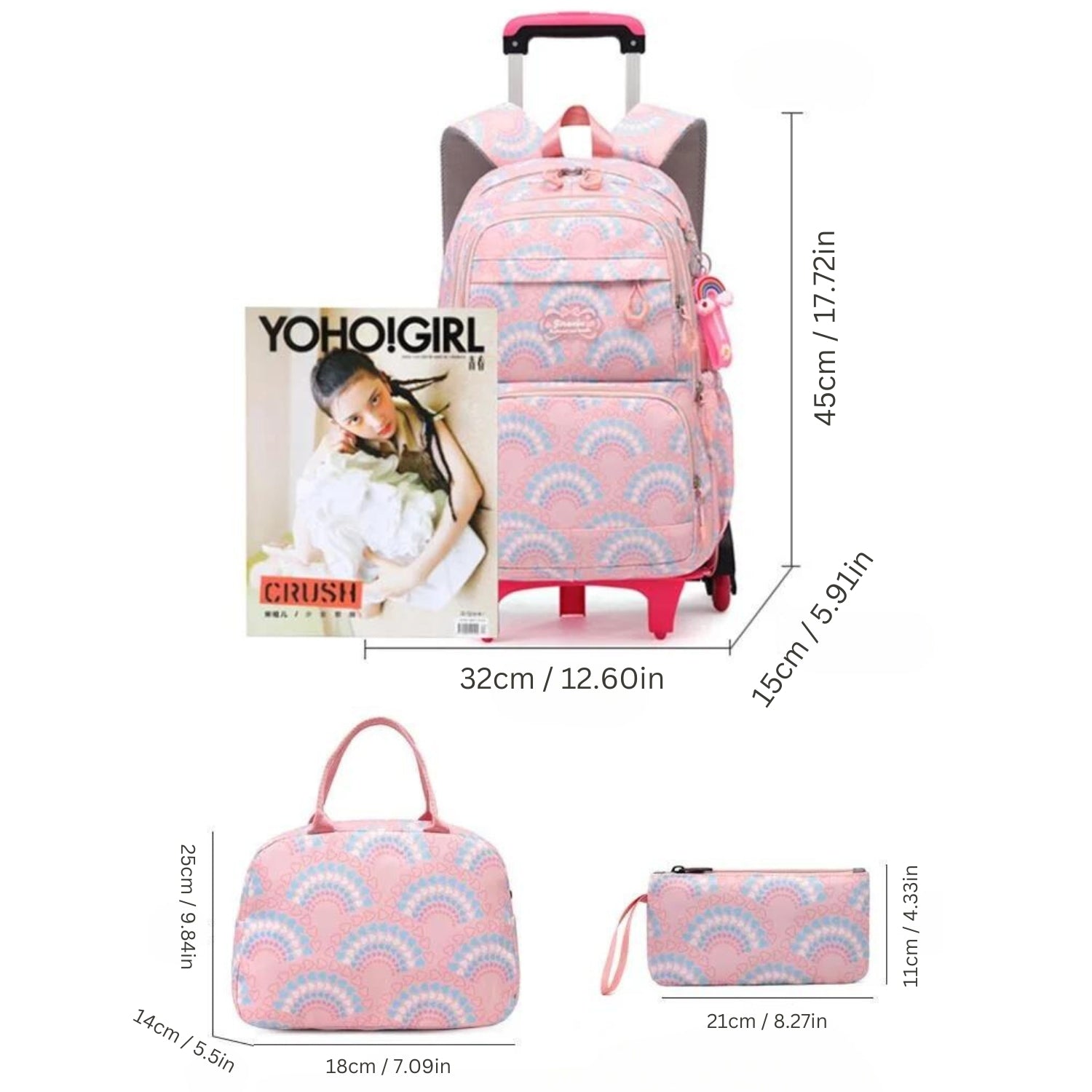 Enchanted Rainbow Trolley Backpack for Girls