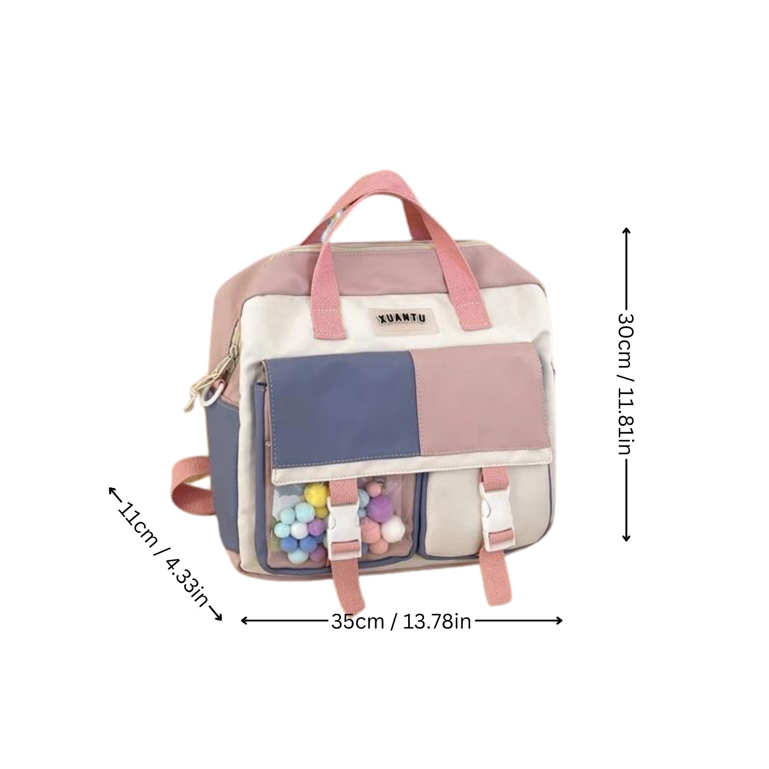 Chic Girls' School Satchel with Color Block Design