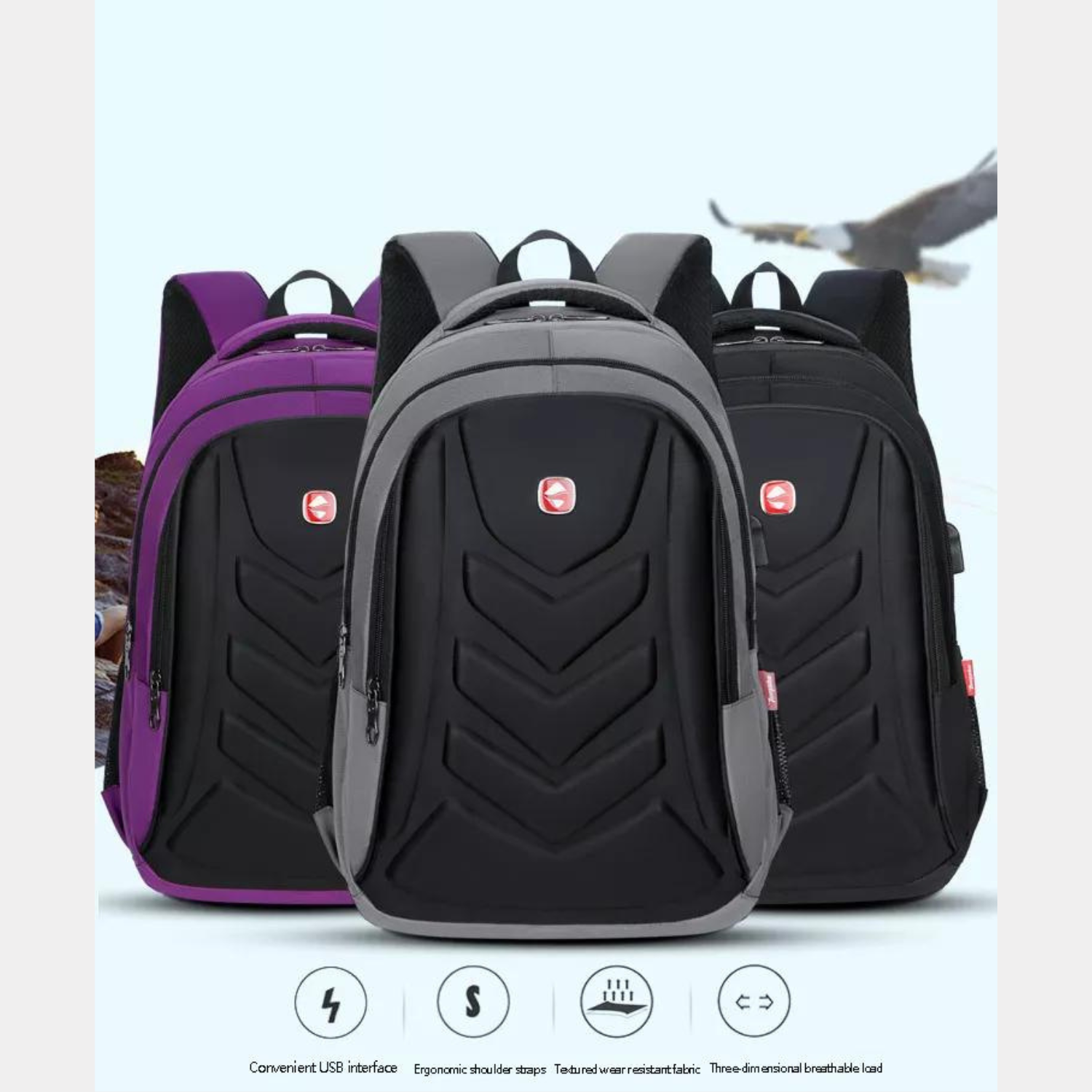 Durable Business Laptop Backpack with USB Charger - Waterproof & Spacious