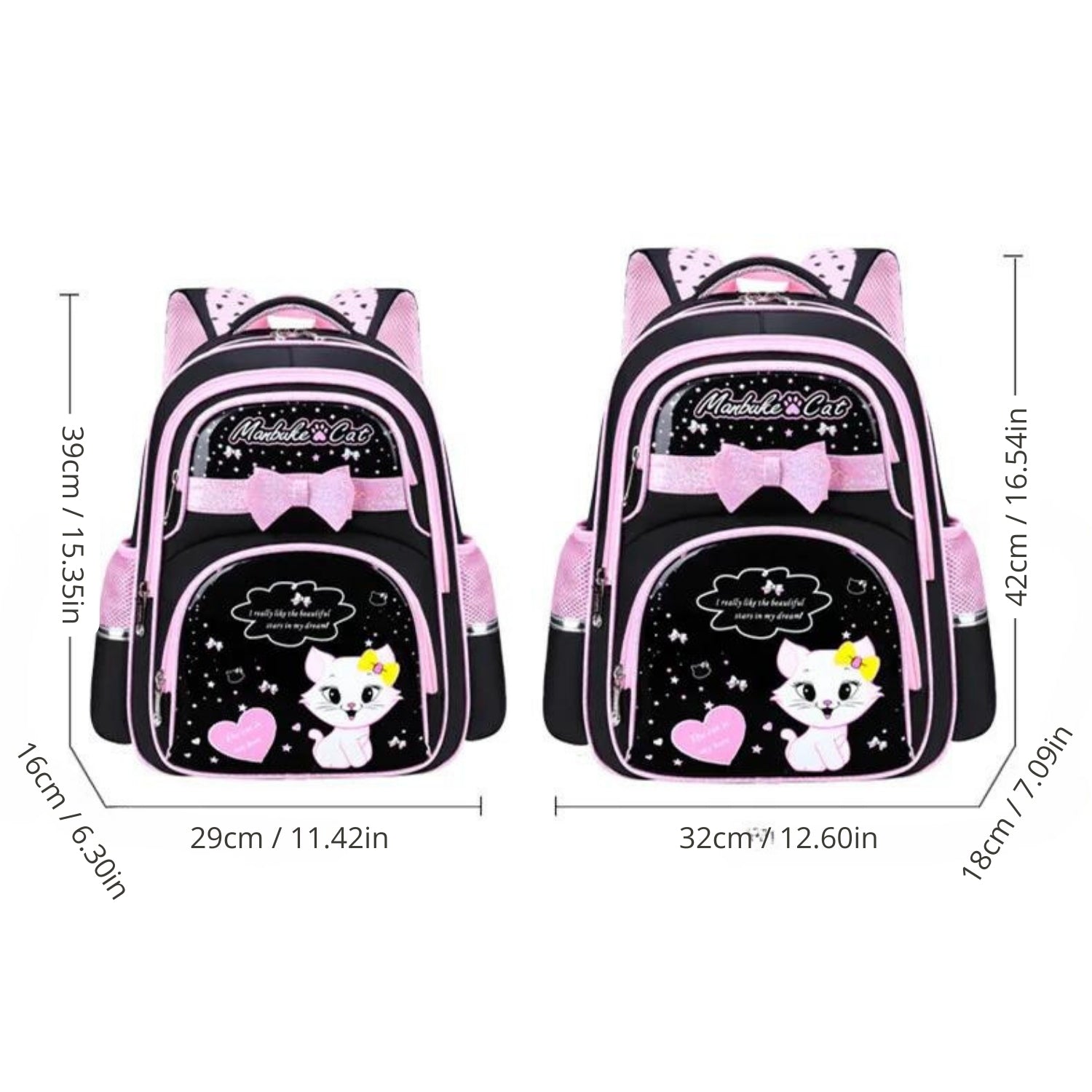 Chic Kitty Orthopaedic School Backpack Set