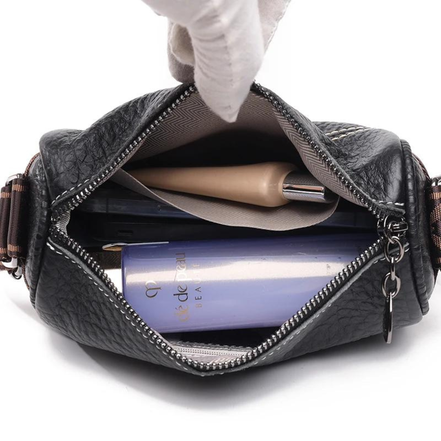 Chic Contrast Luxury Leather Crossbody Bag