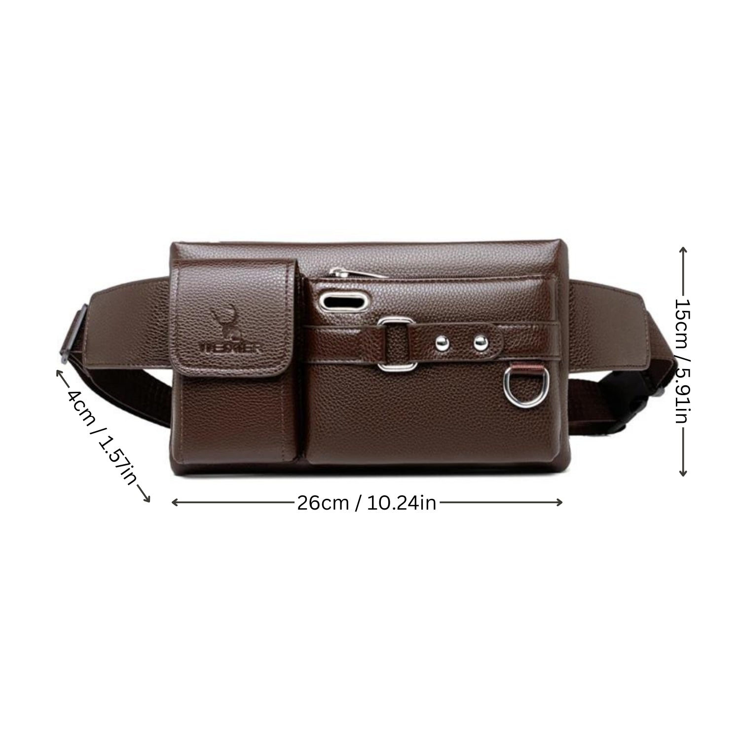 Classic Brown PU Leather Men's Chest Bag