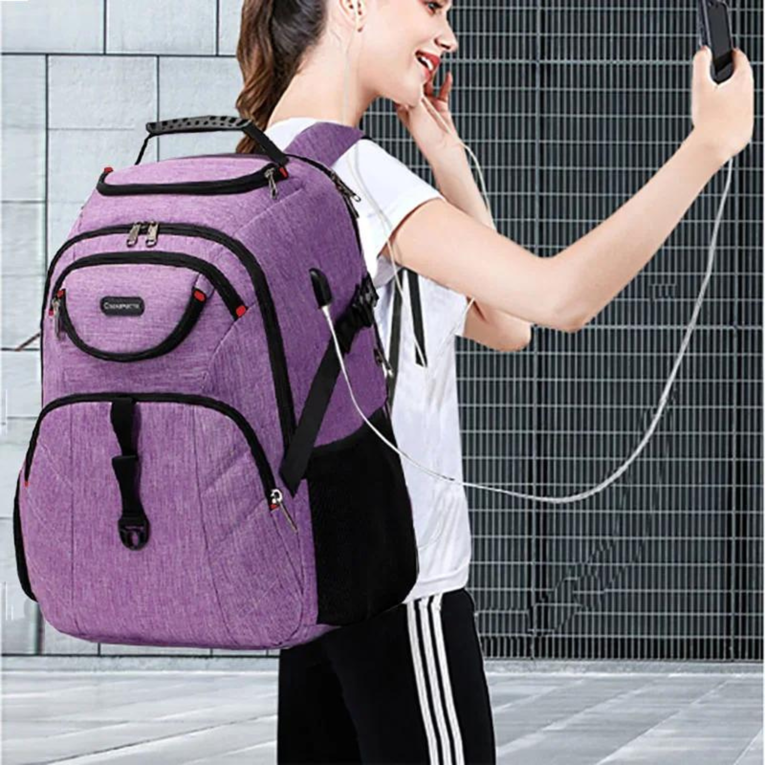 Robust 17-Inch Multi-Compartment Travel Backpack with USB