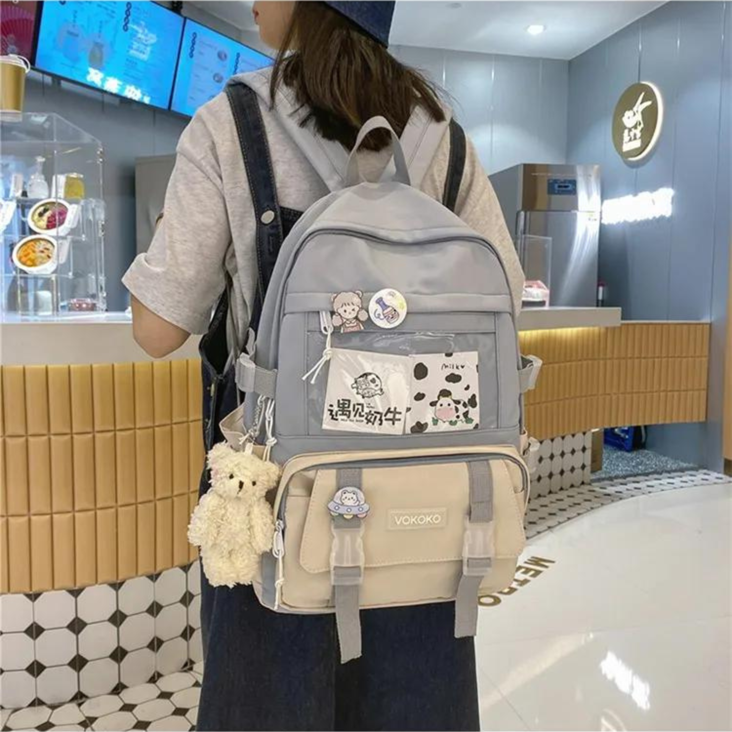 Trendy Kawaii Chic Backpack with Charms