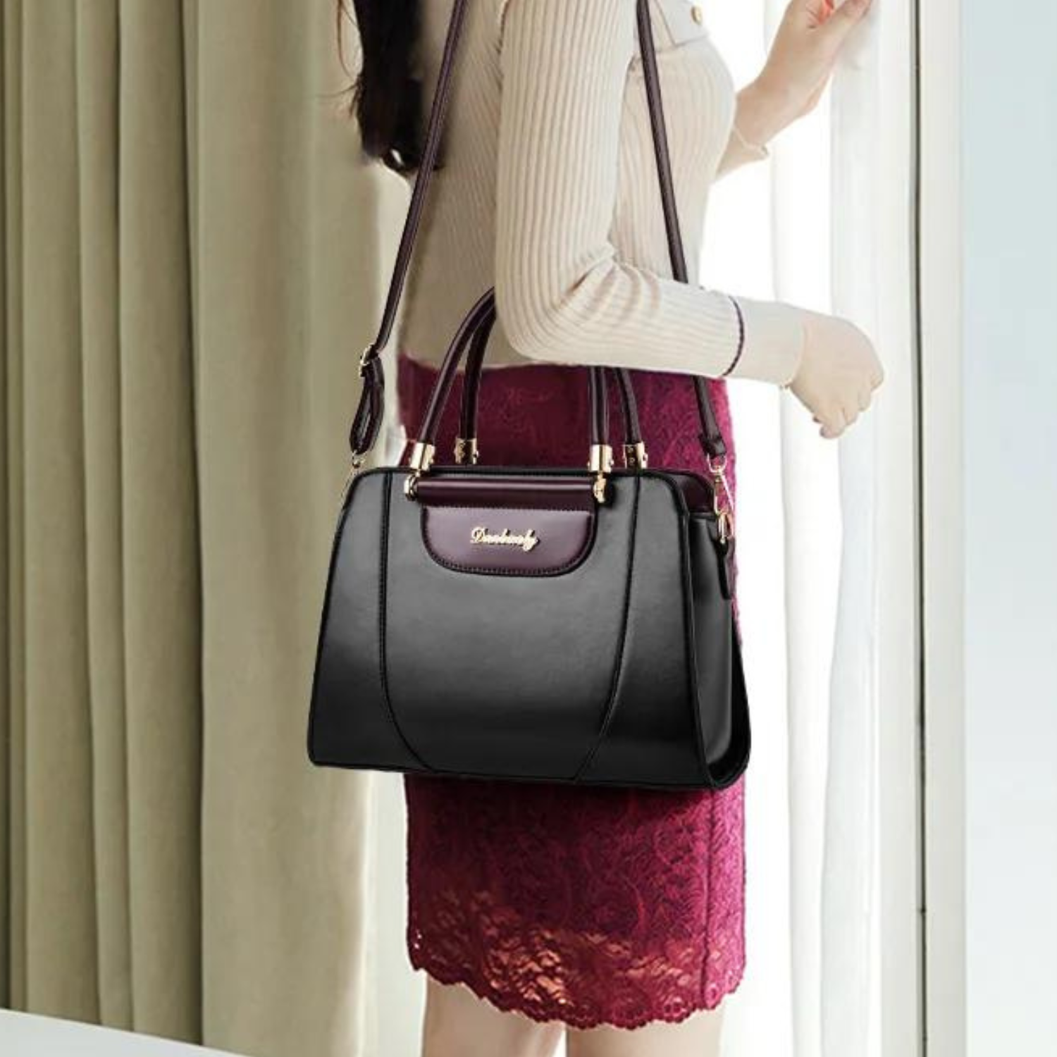 Sleek Designer Messenger Handbag