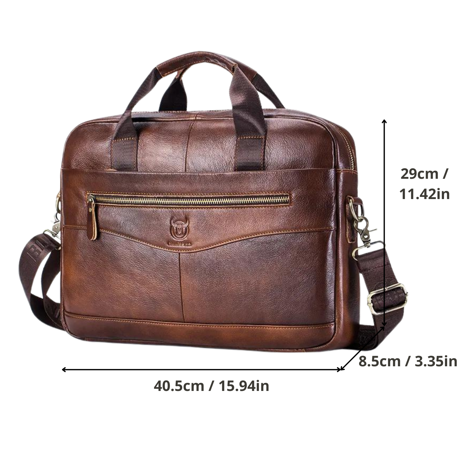 Bullcaptain Genuine Leather Executive Briefcase