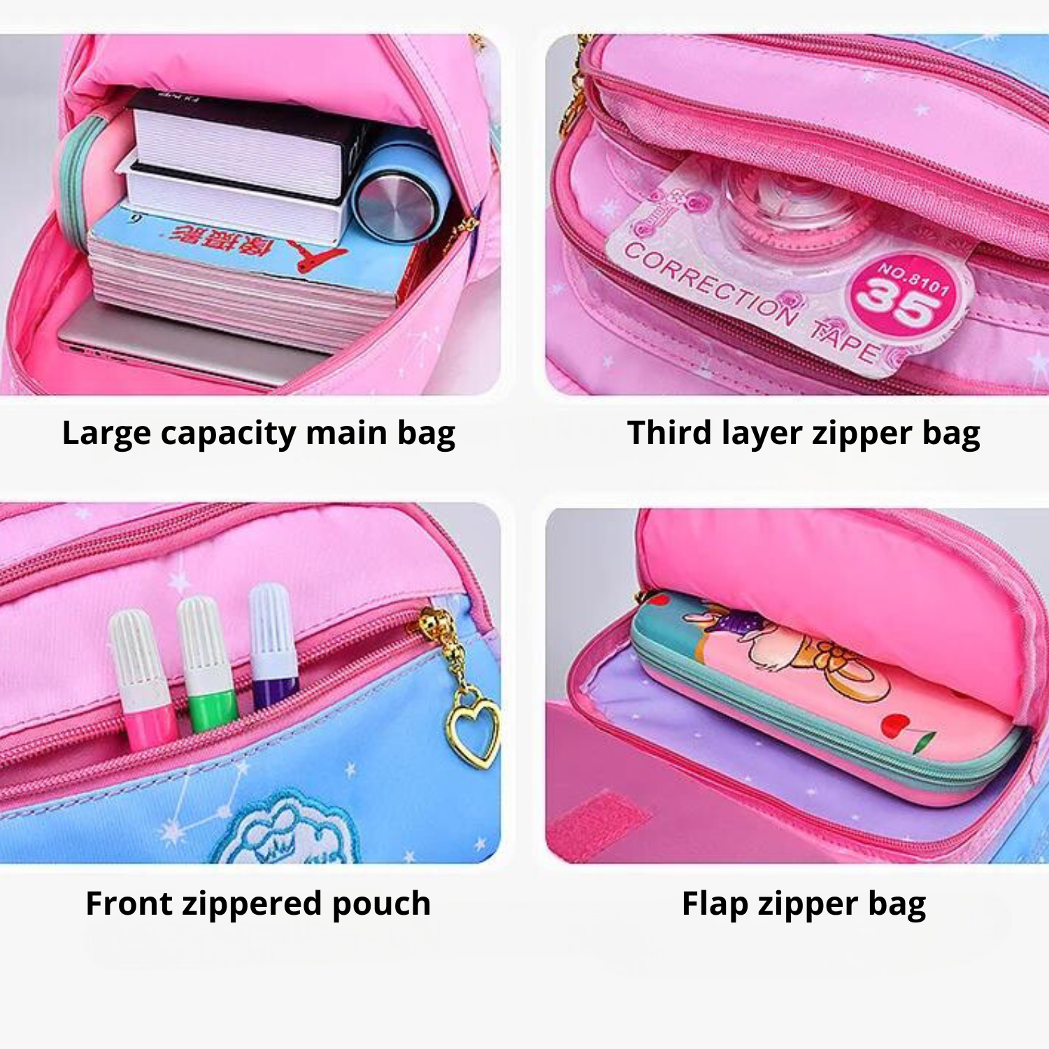 Enchanted Sky School Backpack Set - Magical Pink Gradient