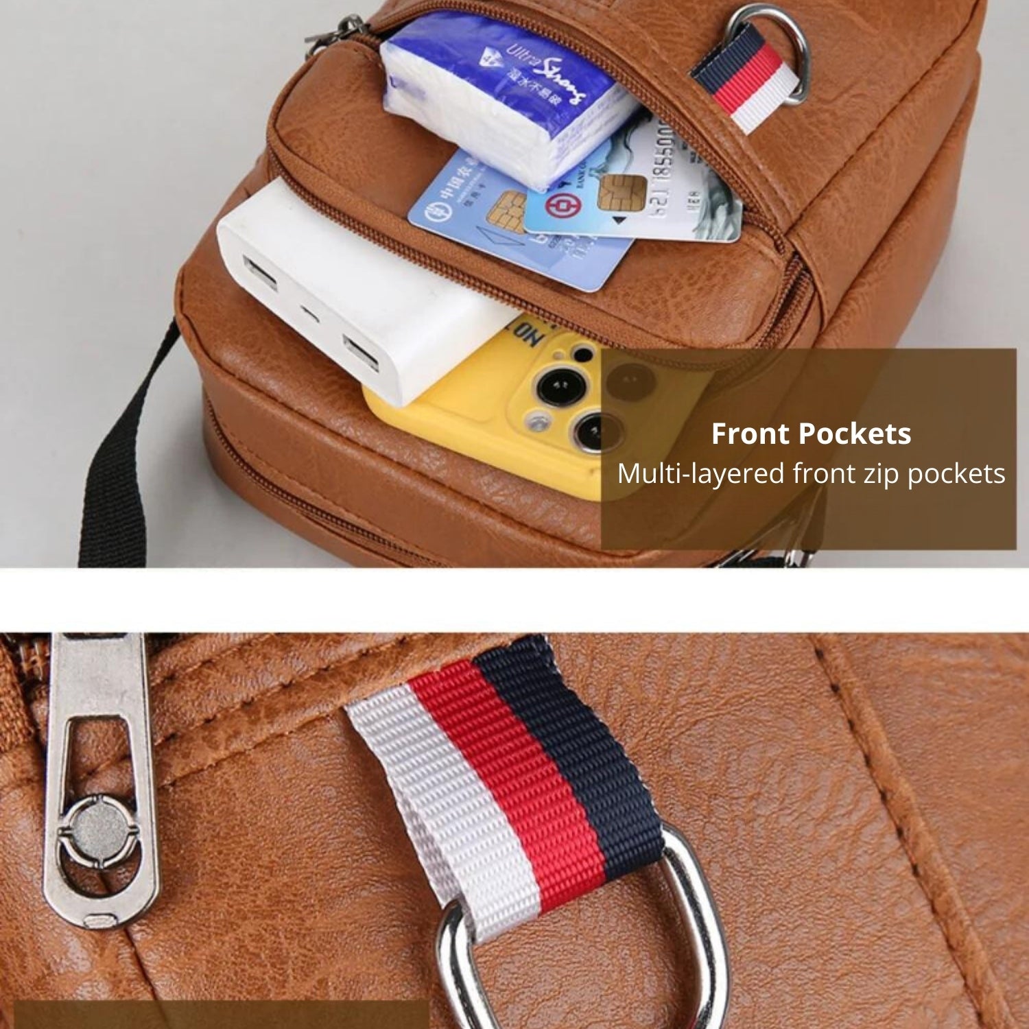 Vintage-Style PU Leather Crossbody Travel Sling Bag