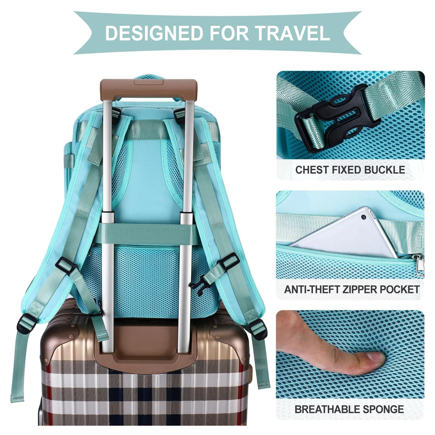 Sleek Lavender Multi-Function Travel Backpack