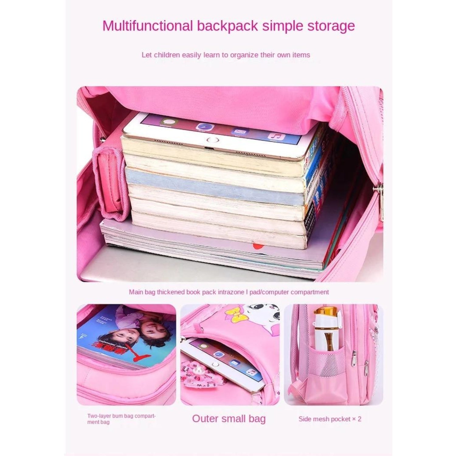 Cute Pink School Backpack For Girl Student Teenagers School Bag Set Children Backpack With Pencil case