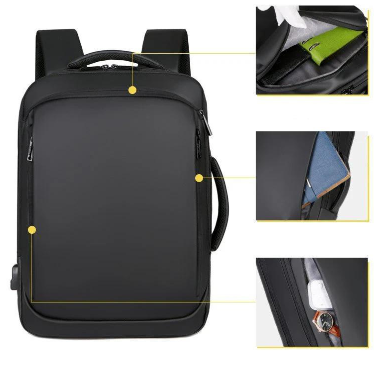 Sleek Business Backpack with USB Charging Port