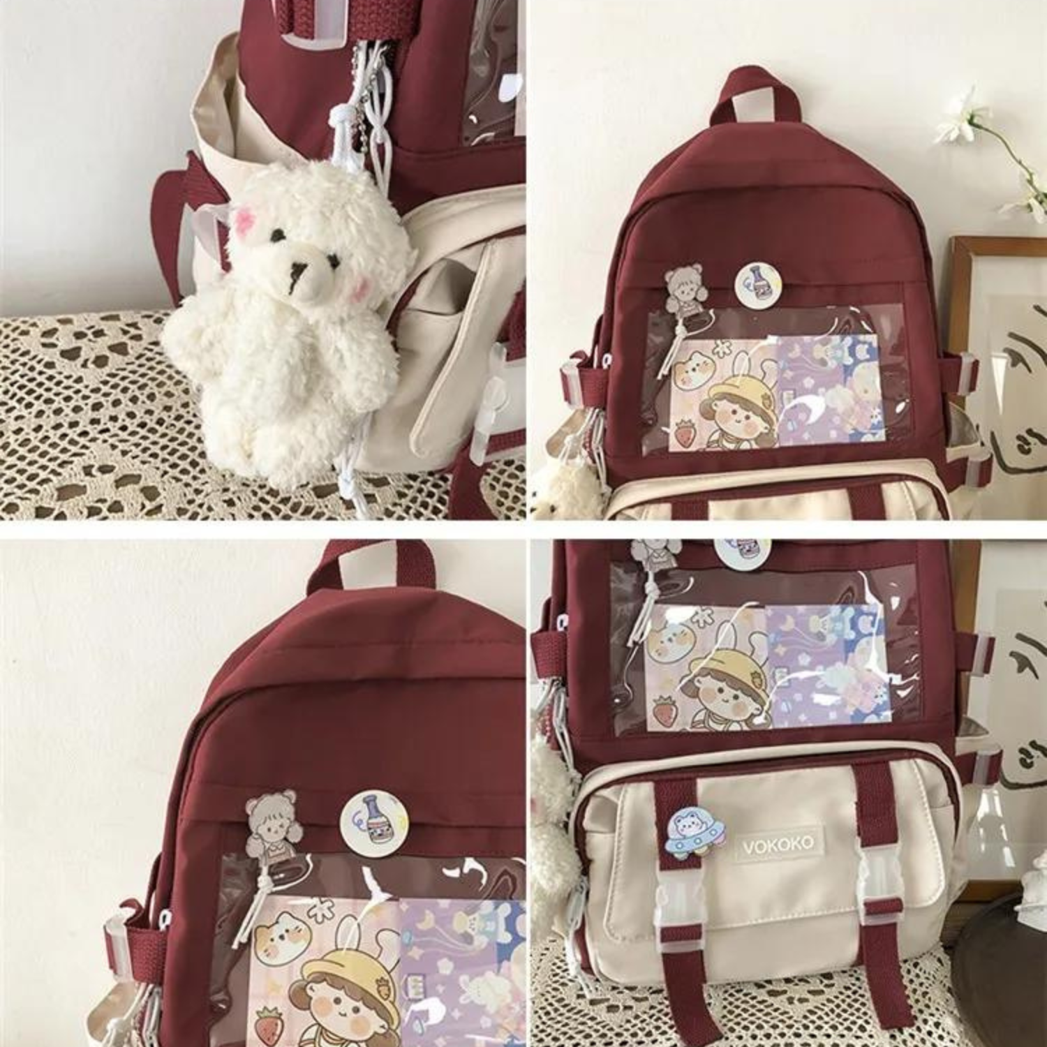 Trendy Kawaii Chic Backpack with Charms