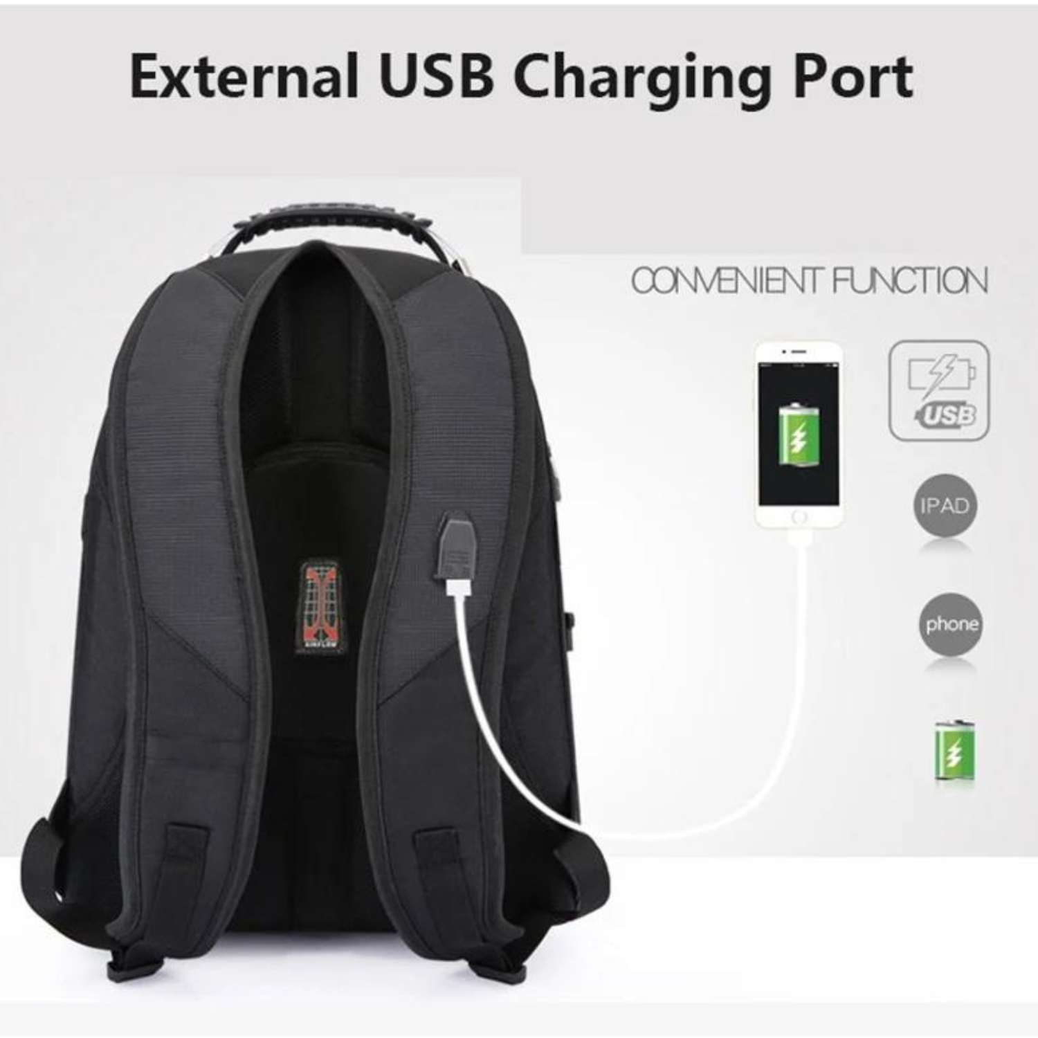 Swiss-Designed Water-Resistant Travel Bag with USB Port