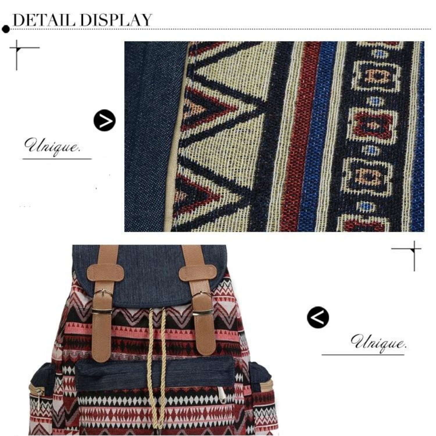 Bohemian Aztec-Inspired Canvas Backpack