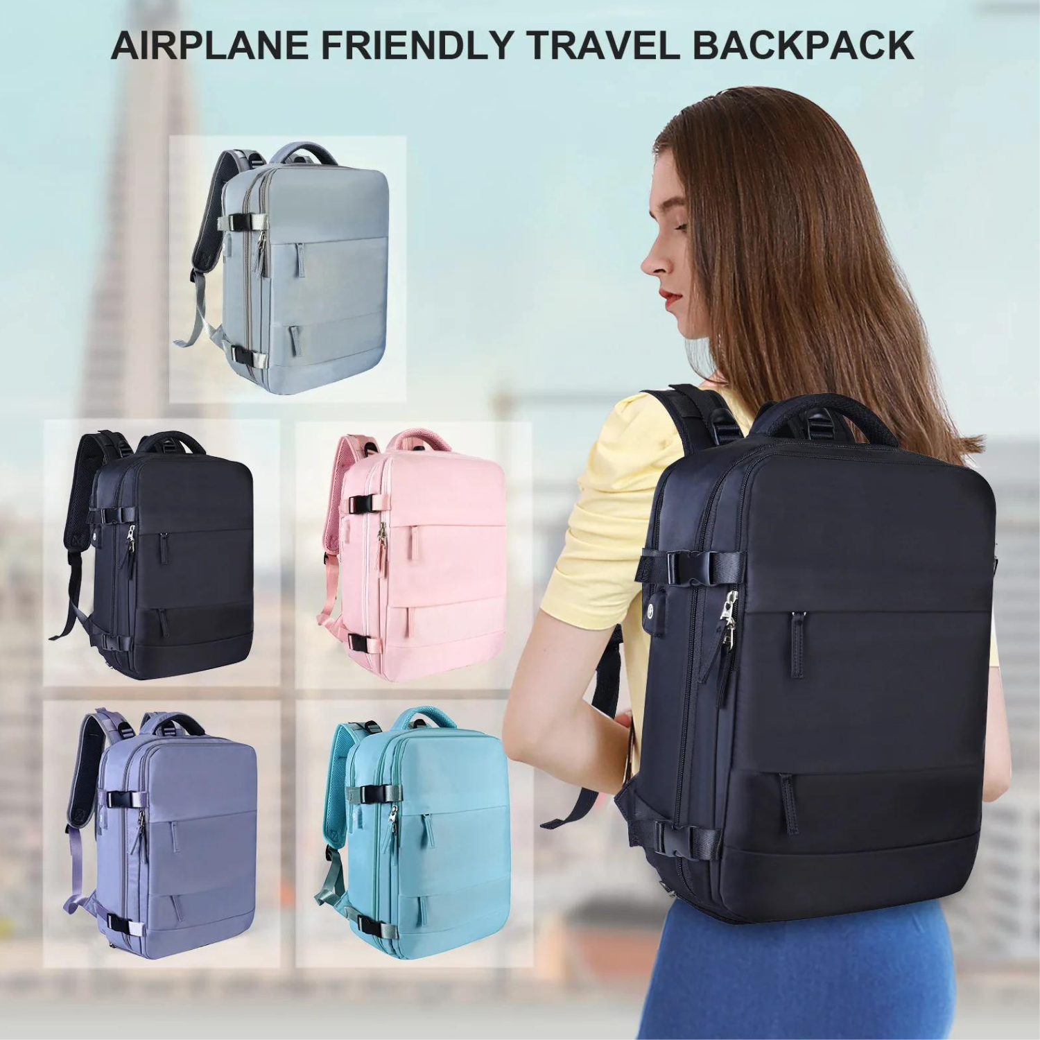 Sleek Lavender Multi-Function Travel Backpack