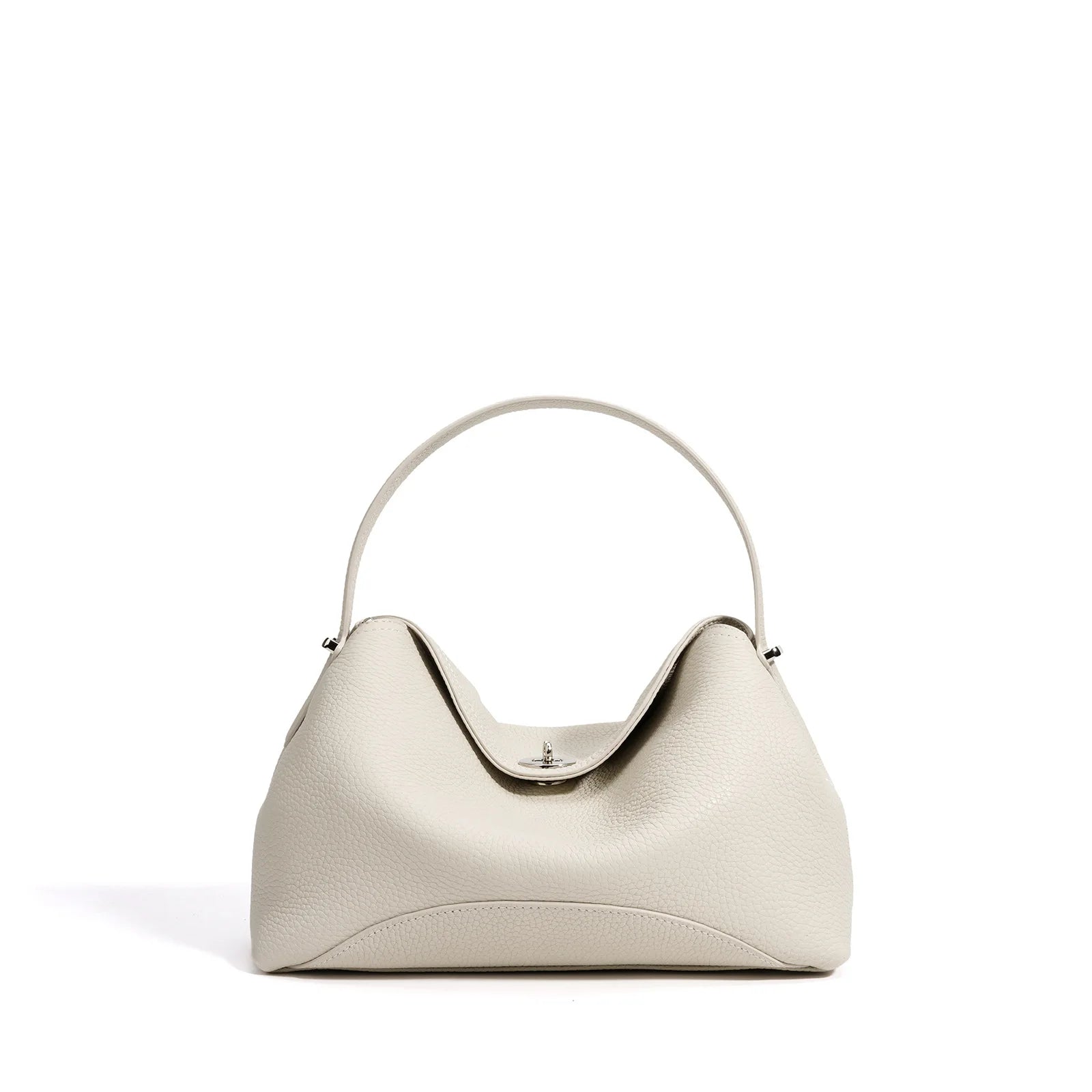 beige handbag on a white background