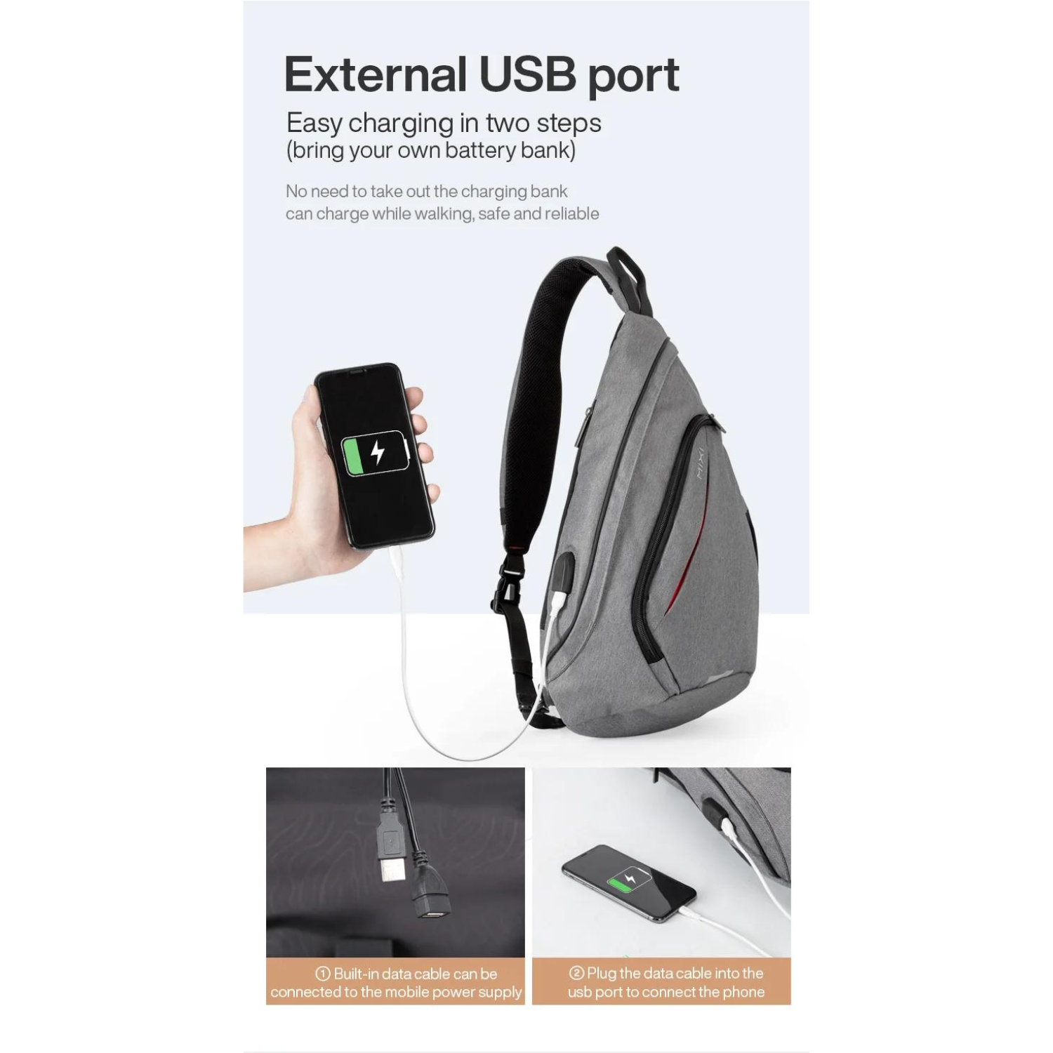 Tech-Savvy Sling Backpack with USB Port