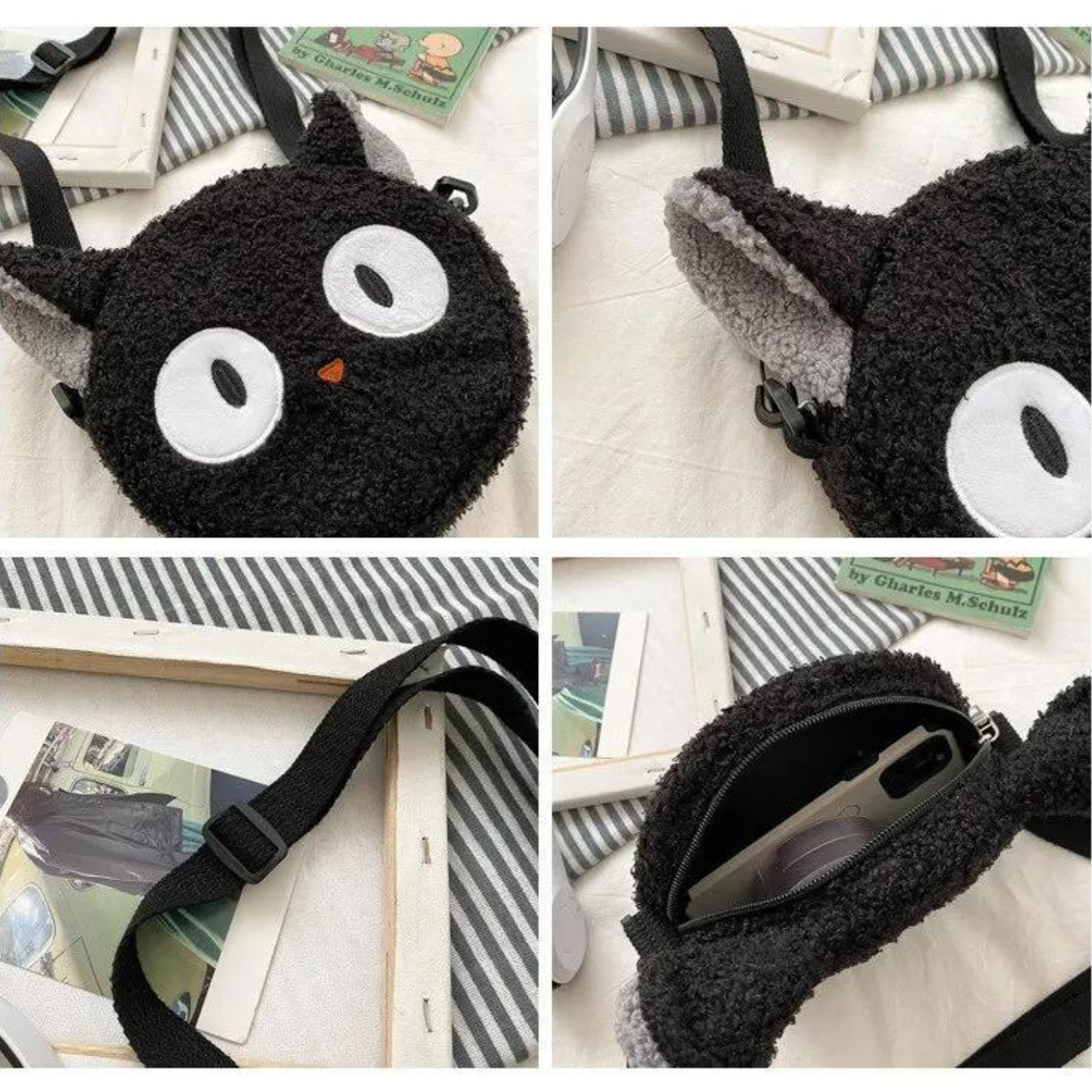 Charming Kawaii Cat Plush Crossbody Bag