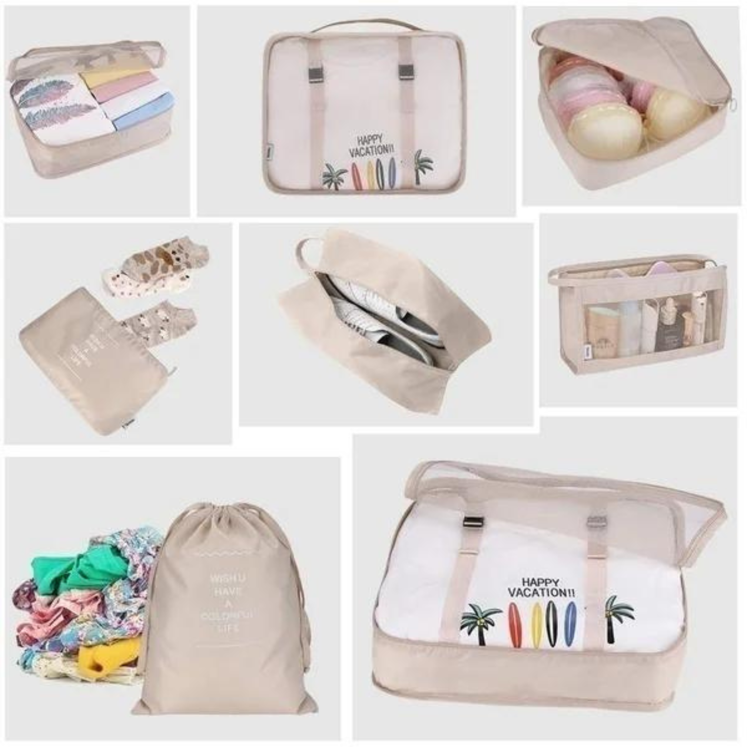 Jetsetter's Ensemble: 8-Piece Travel Organizer Set