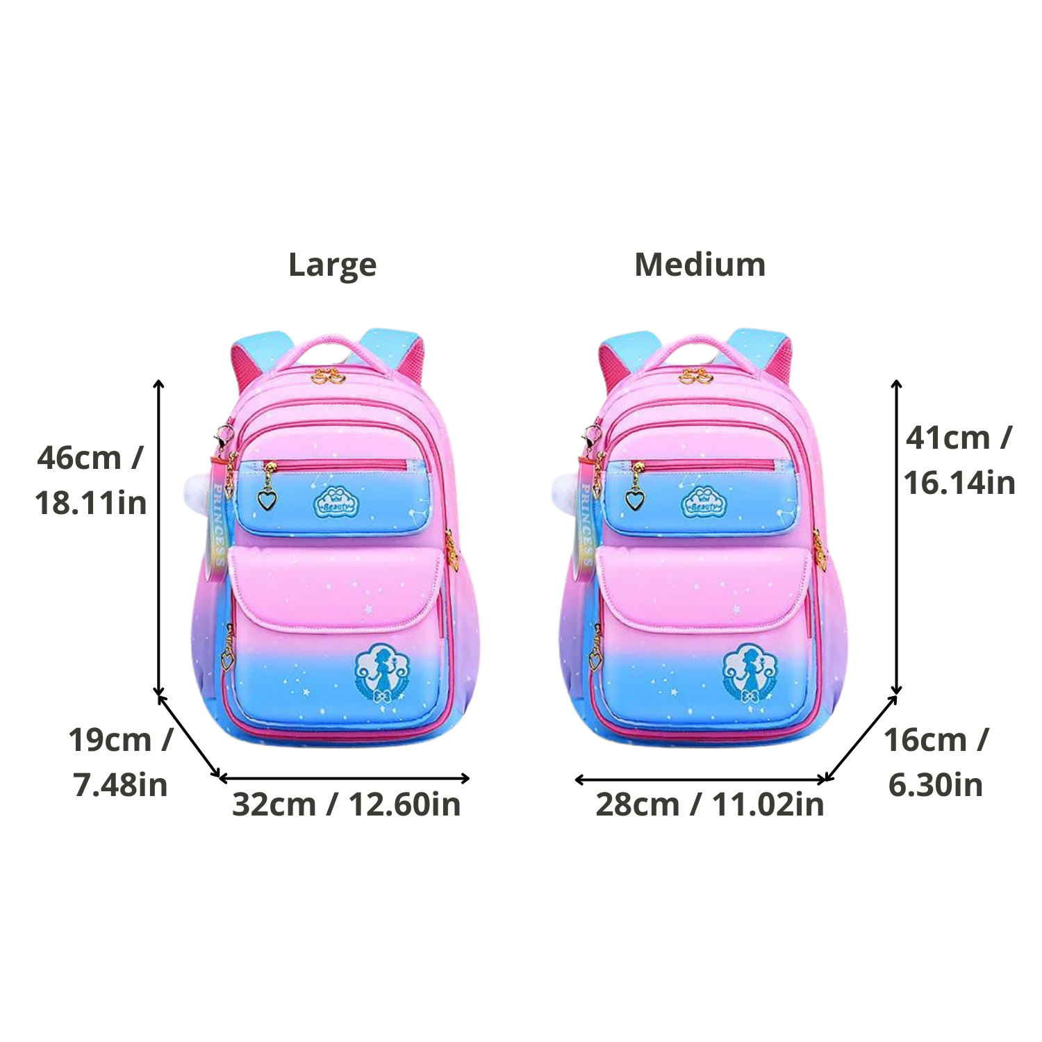 Enchanted Sky School Backpack Set - Magical Pink Gradient