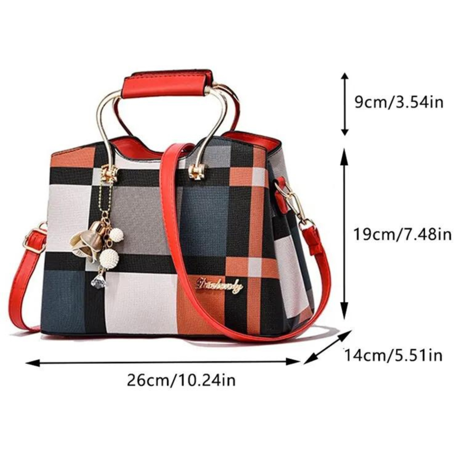 Contemporary Plaid Charm Tote Bag