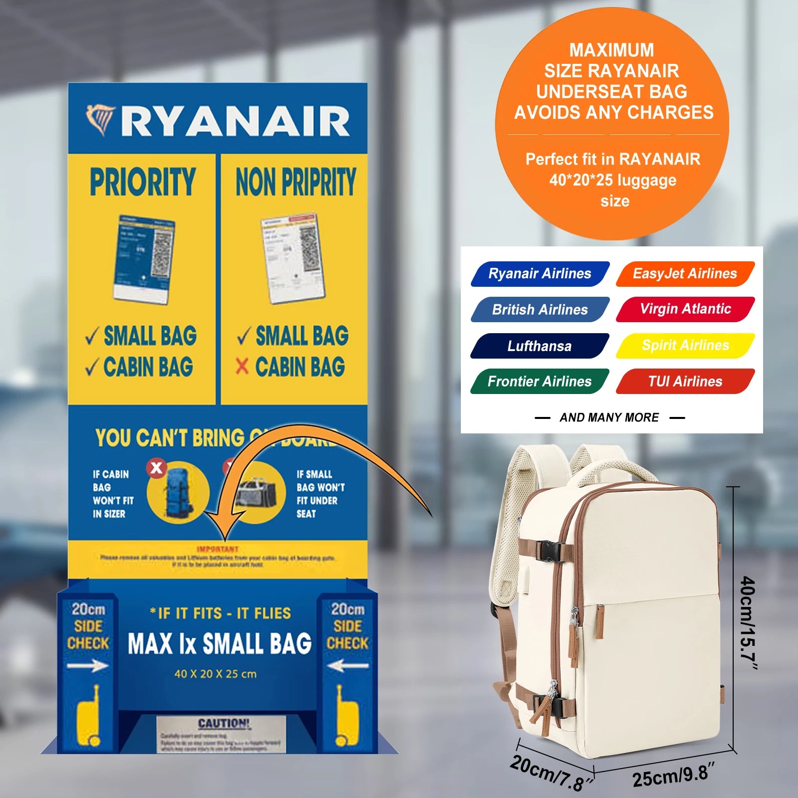 Travel-Optimized Carry-On Backpack for Ryanair & EasyJet