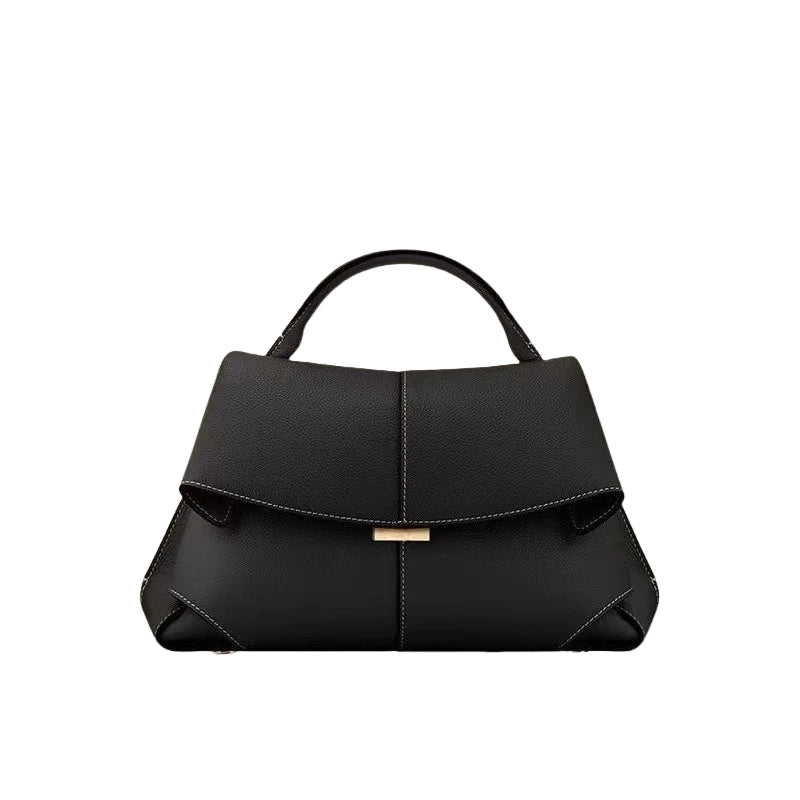 Black handbag on a white background